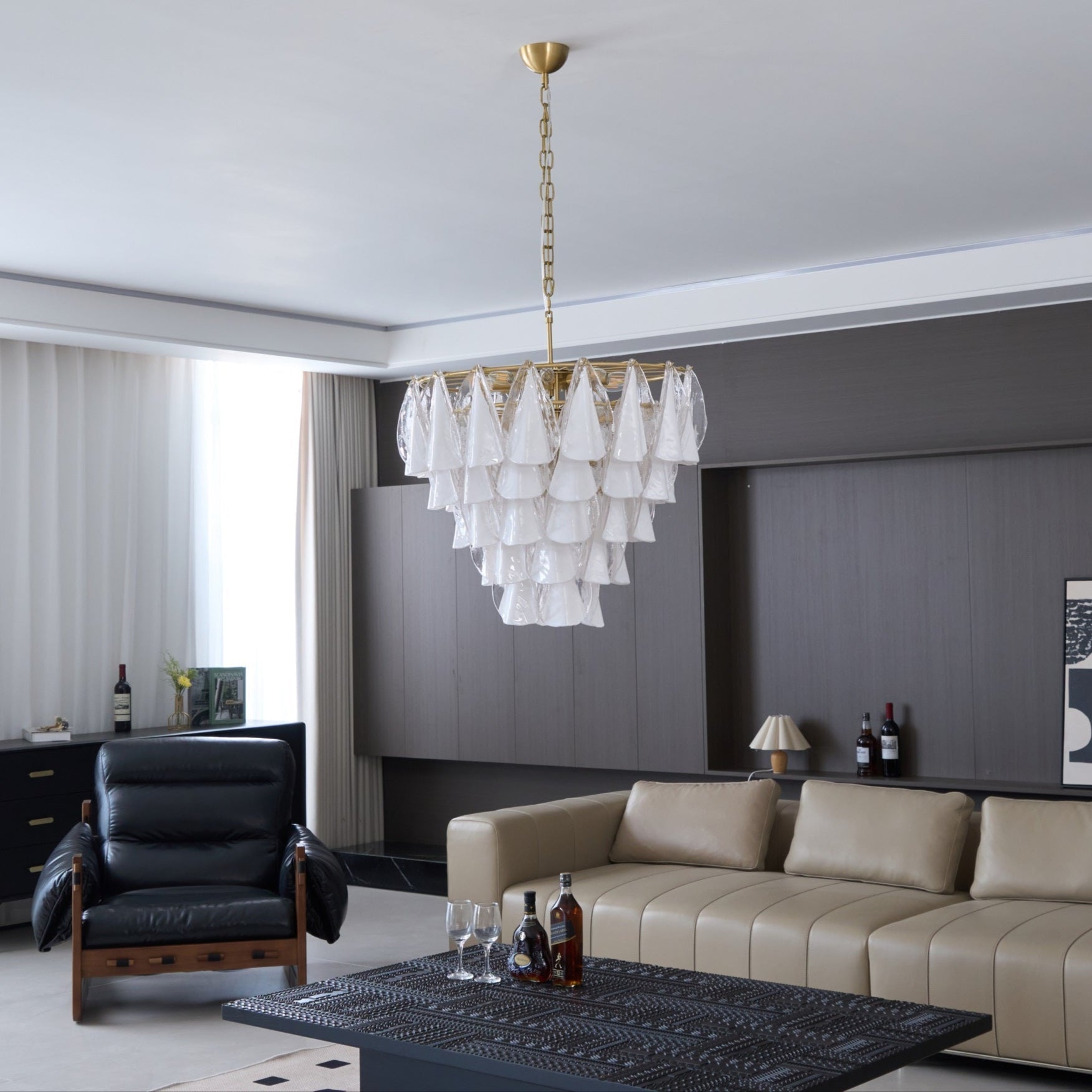 Elegant Marrina Murano Glass Chandelier - Handcrafted Italian Lighting Fixture for Dining Room, Living Room & Bedroom Decor