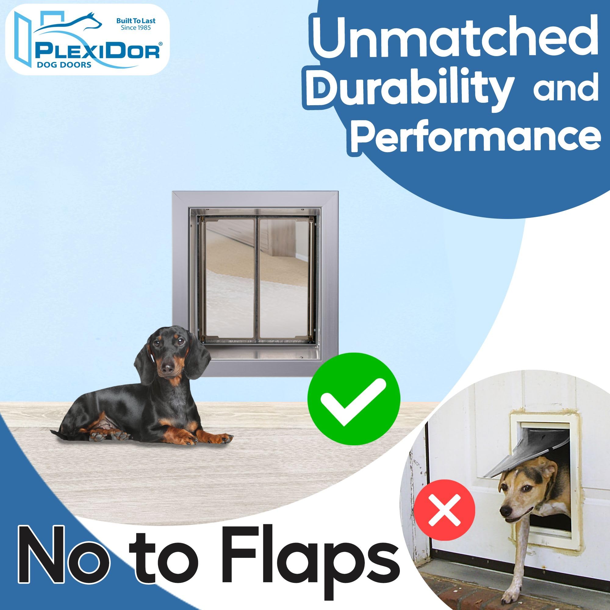 Plexidor Performance Wall Mount Pet Door - Energy Efficient Lockable Dog Door for Medium Pets (Silver) | Perfect for Indoor/Outdoor Access & Home Security