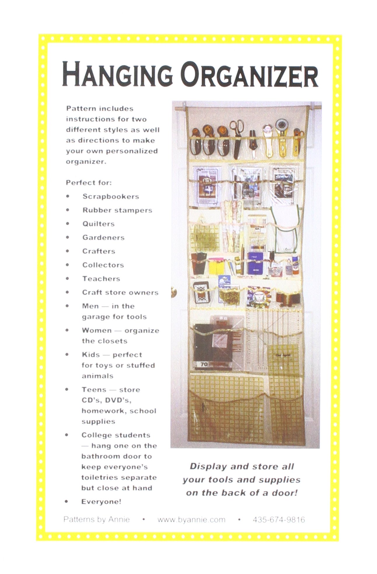 Patterns ByAnnie Hanging Organizer - Fabric Wall Storage for Bedroom, Bathroom & Closet - Perfect for Jewelry, Scarves & Accessories Organization