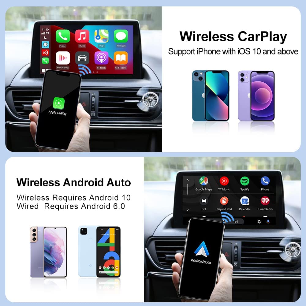 Carlinkit 4.0 Wireless CarPlay & Android Auto Adapter (2025) - Plug & Play 2-in-1 Dongle for All OEM Factory CarPlay Cars - Fast Auto Connection - Perfect for Commuting, Road Trips & Hands-Free Driving
