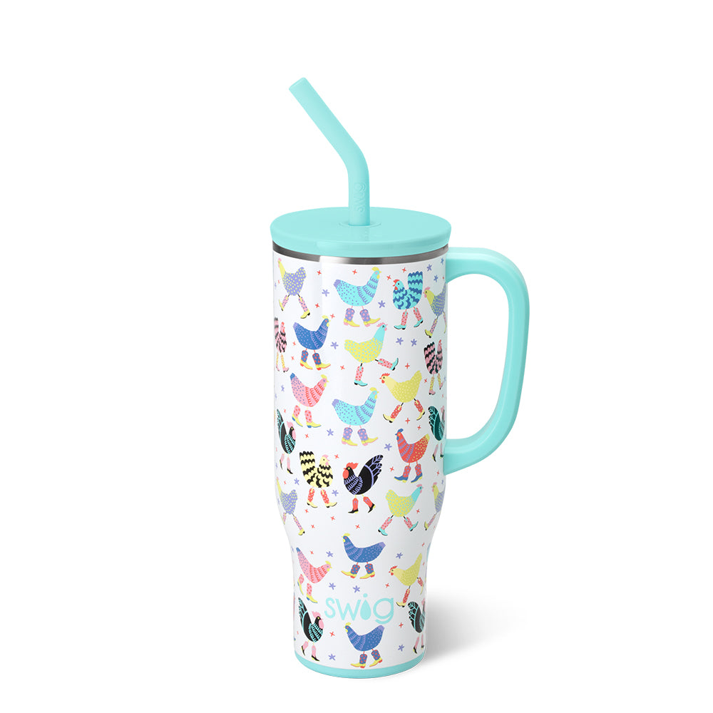 Funky Chicken Mega Mug 30oz - Large Insulated Coffee Cup with Handle - Perfect for Hot & Cold Drinks at Home, Office or Camping