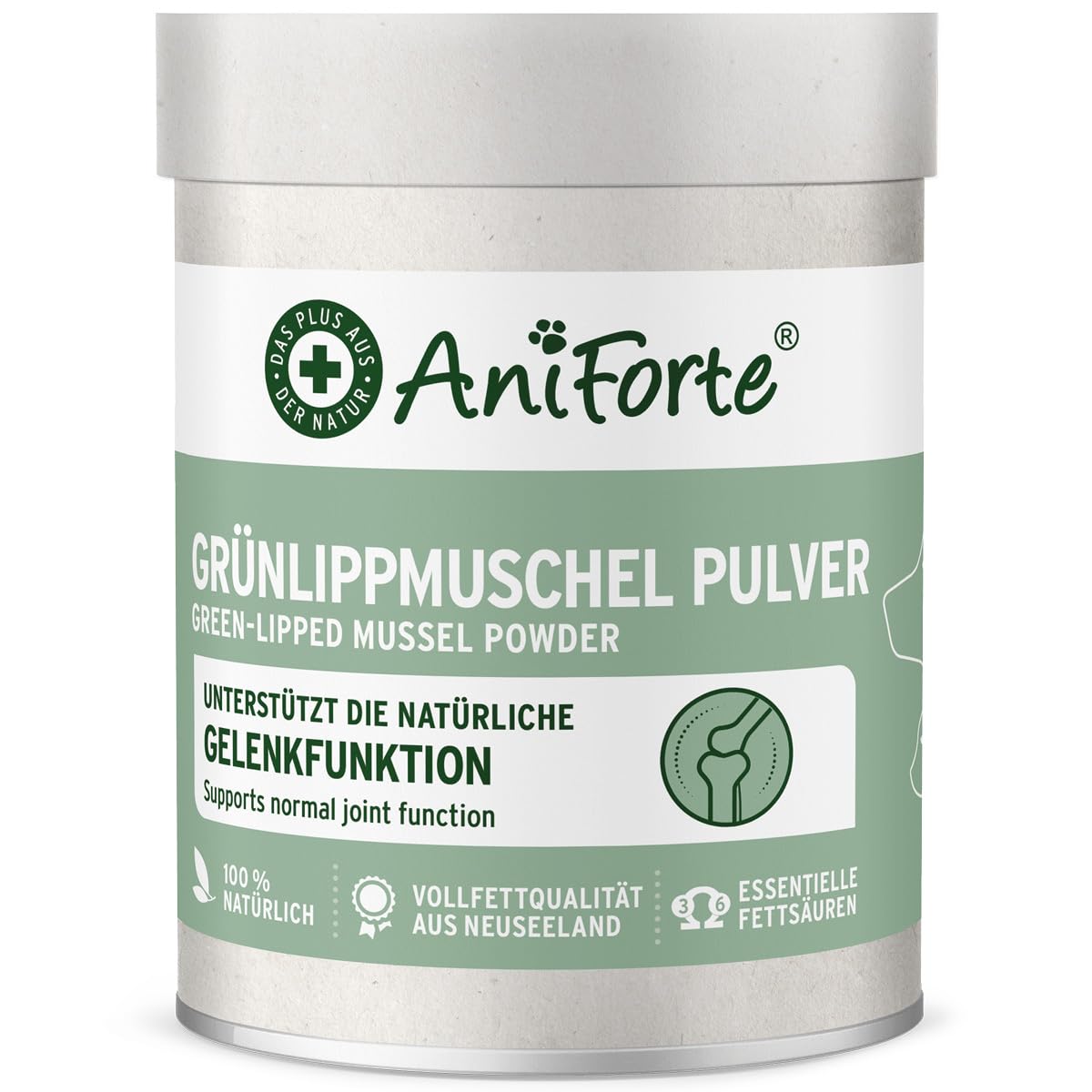 AniForte Green Lipped Mussel Powder for Dogs & Cats - 100% Natural Joint Supplement with Glucosamine, Omega-3, Lipids, Minerals & Amino Acids | Supports Mobility & Hip Health for Senior Pets & Active Animals