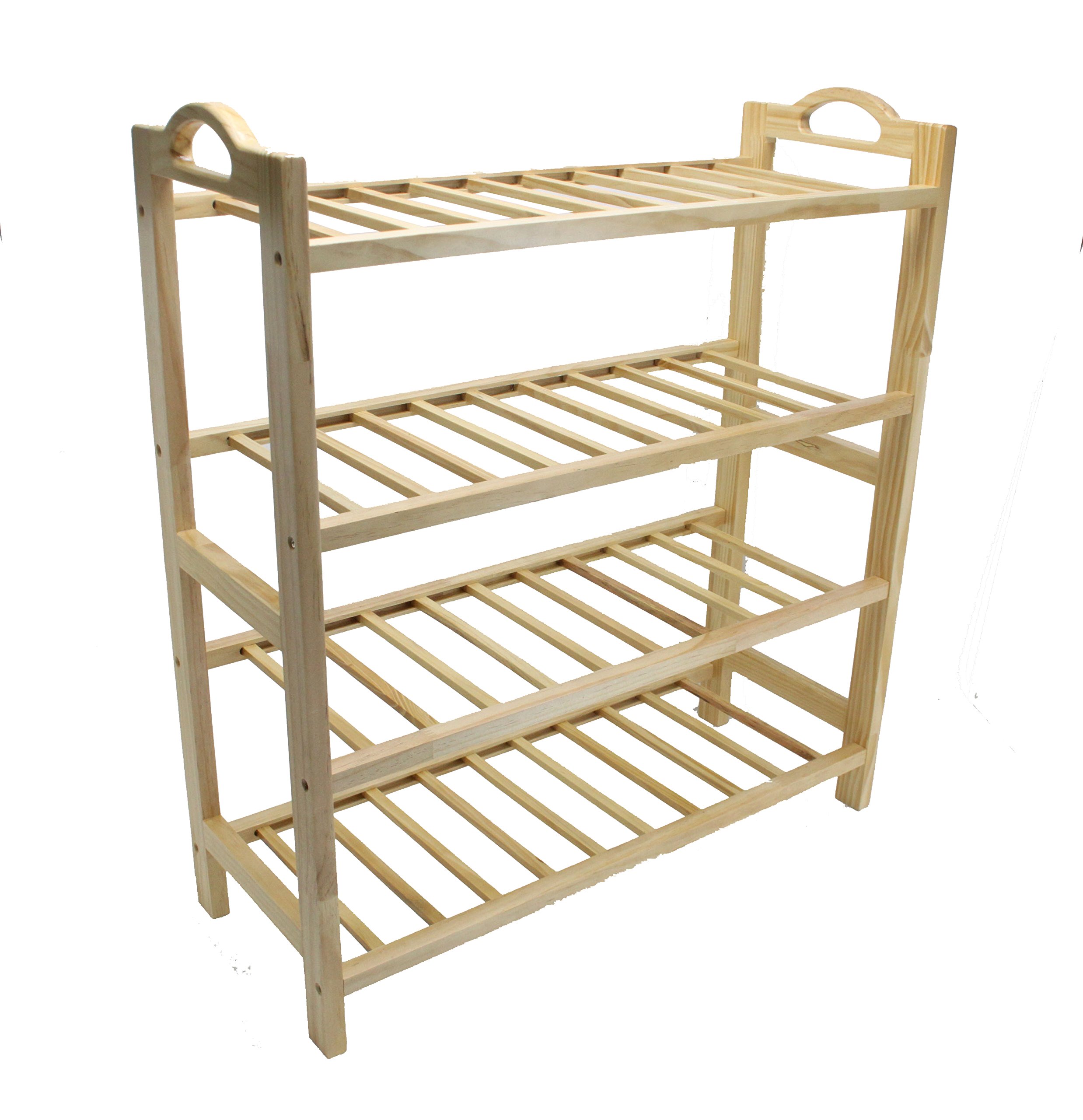 FixtureDisplays® 4-Tier Wooden Shoe Rack & Book Cart - Multi-Purpose Storage Organizer for Shoes, Plants, Books | Perfect for Closet, Living Room, Bedroom & Office Organization