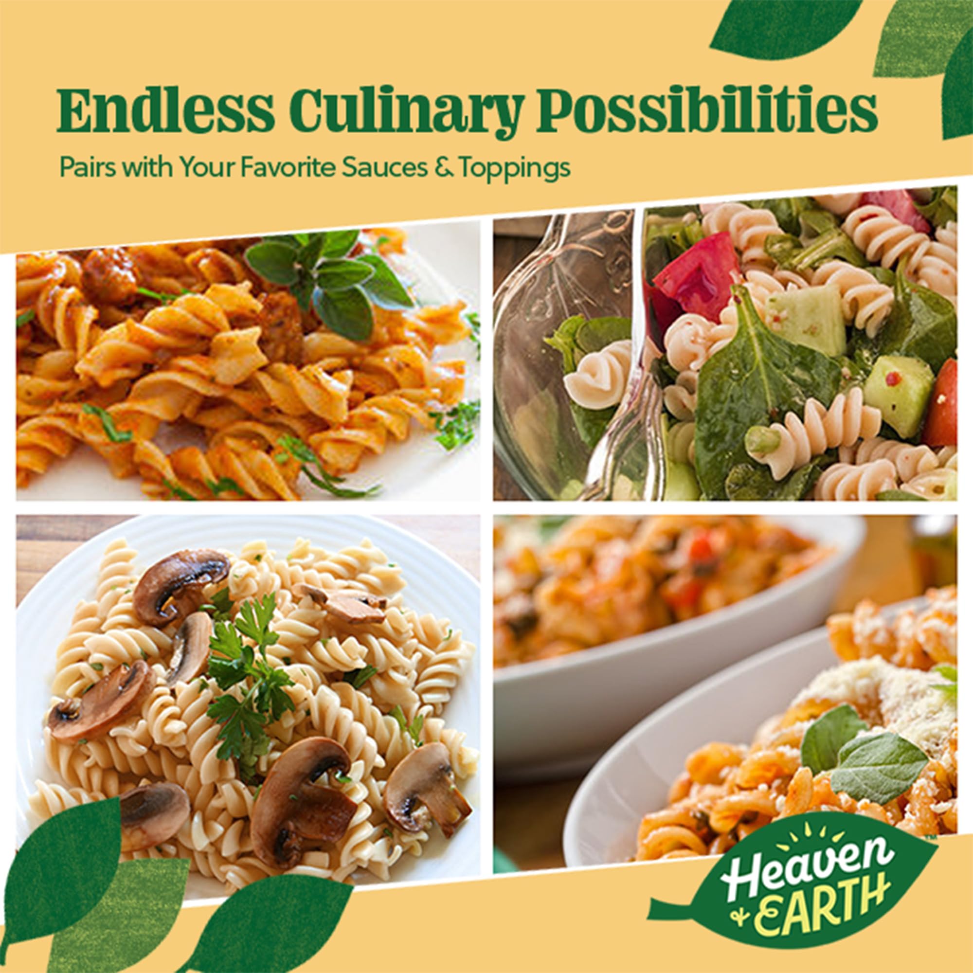 Heaven & Earth Brown Rice Pasta - Gluten Free Rotini, 12oz (6 Pack) | Whole Grain Pasta | Vegan & Non-GMO | Perfect for Pasta Salads, Mac & Cheese, and Healthy Family Dinners