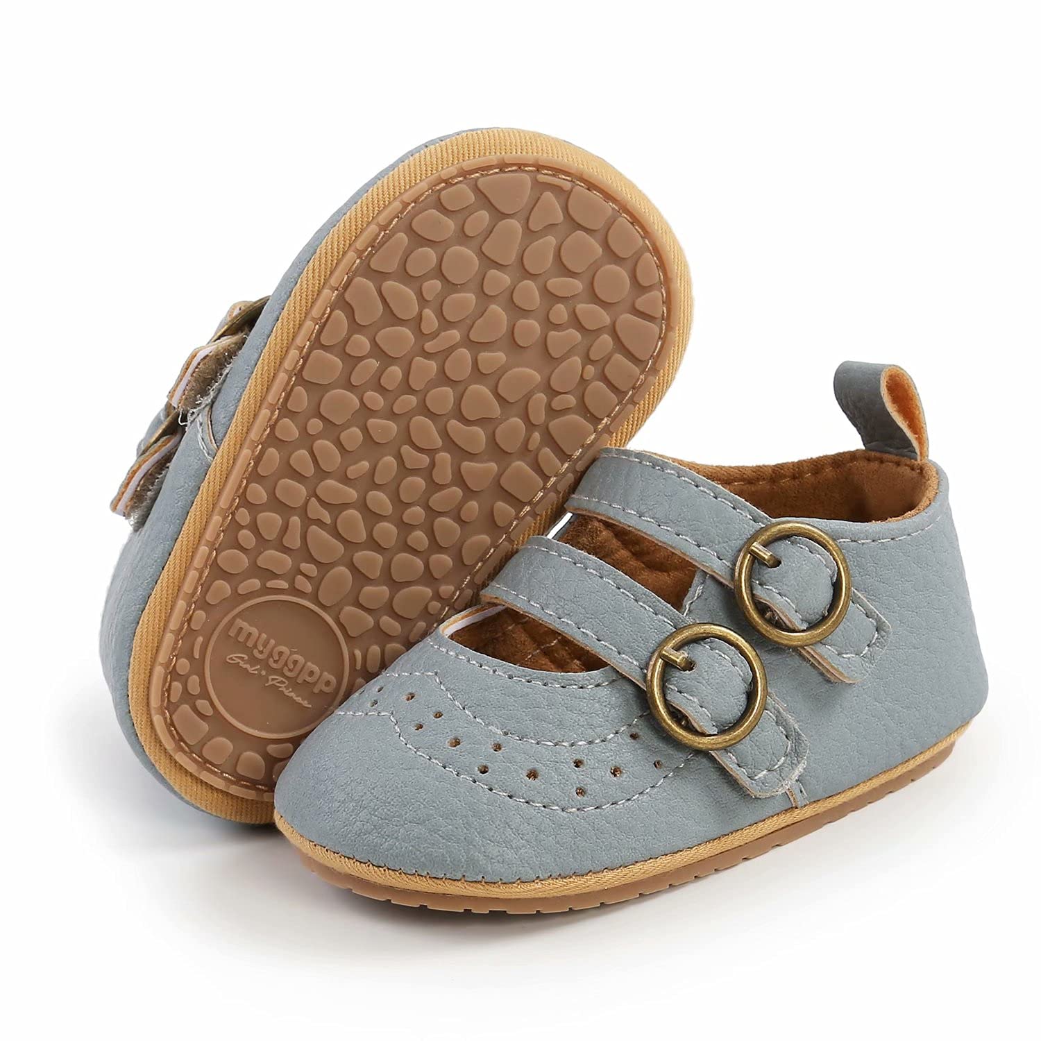 Baby Girls Mary Jane Flats - Non-Slip Soft Rubber Sole First Walkers Shoes for Toddlers | Princess Dress Shoes for Special Occasions, Parties & Everyday Wear