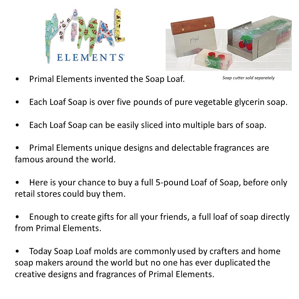 Primal Elements Natural Glycerin Soap Loaf - 5.5 lb Handmade Bar with Lemongrass & Cranberry Seeds | Moisturizing Body Wash for Dry Skin, Luxury Bath Gift for Women & Men