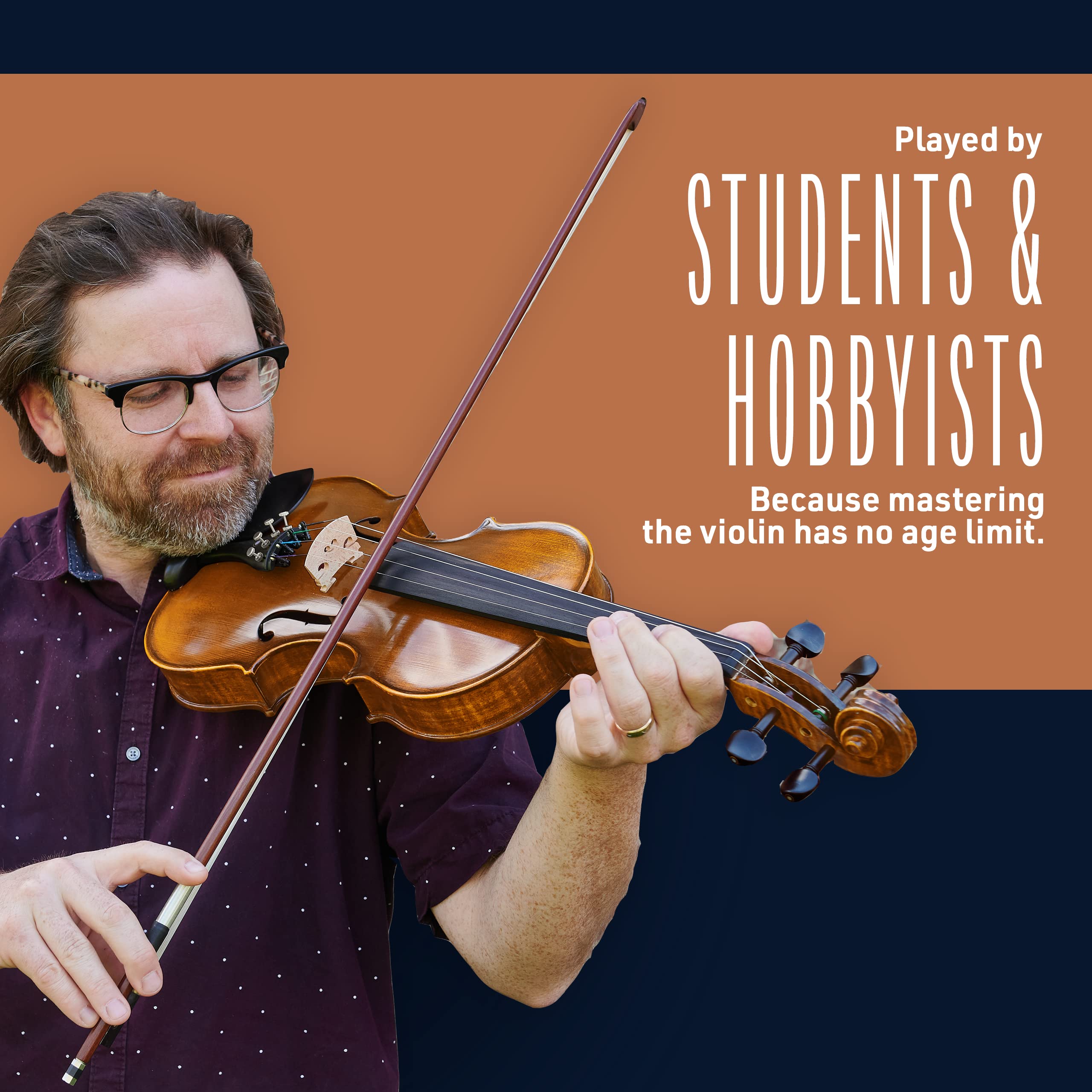 Premium CVN-300 3/4 Size Solid Ebony Wood Violin with D'Addario Prelude Strings - Perfect for Students, Beginners & Intermediate Players - Ideal for Practice, Performances & Music Classes