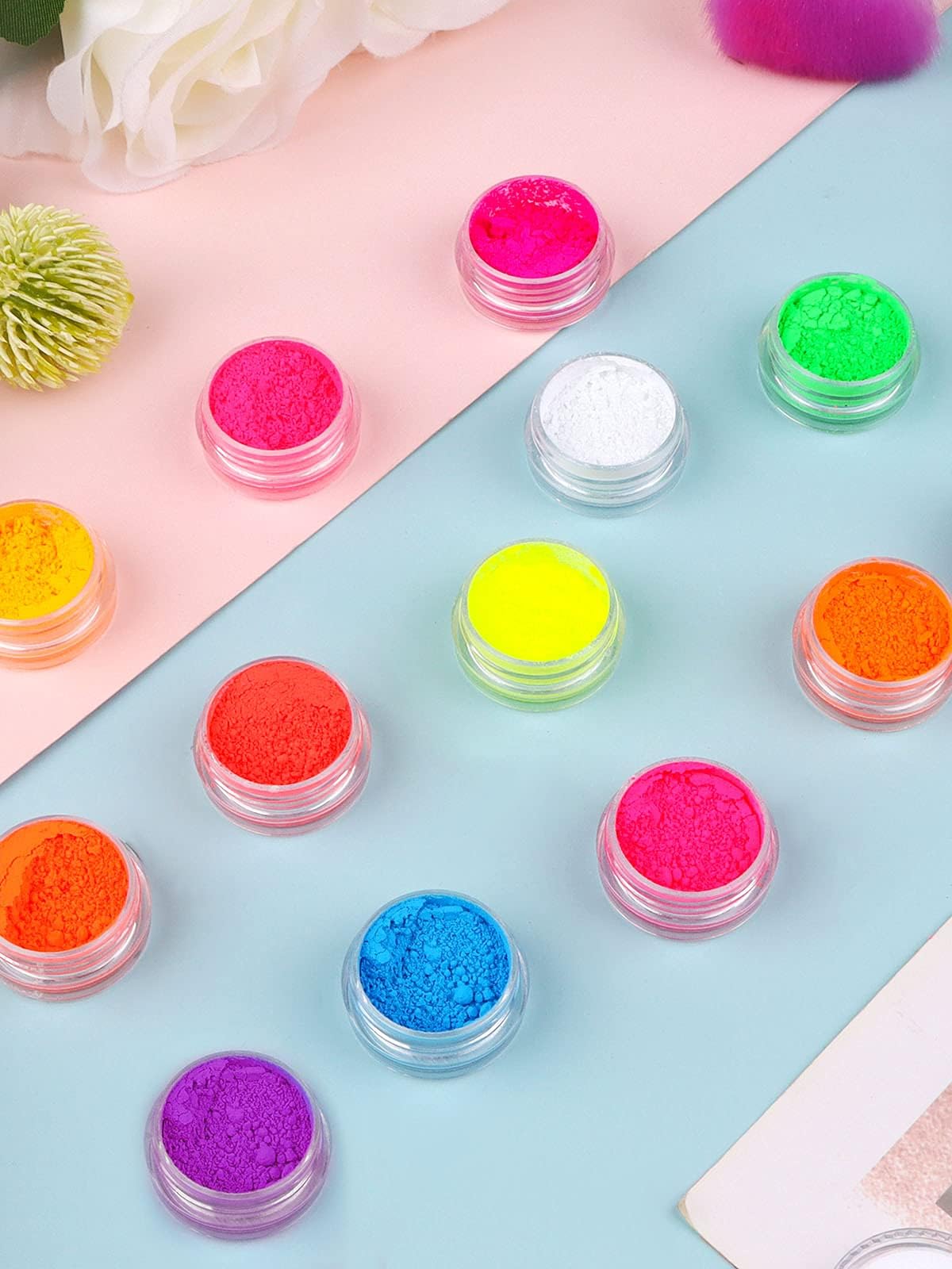 12 Colors Neon Pigment Eyeshadow & Nail Powder - Kalolary Fluorescent Makeup Set for Halloween, Acrylic Nail Art & Gradient Matte Polish | Perfect for Cosplay, Festival Makeup & DIY Nail Designs