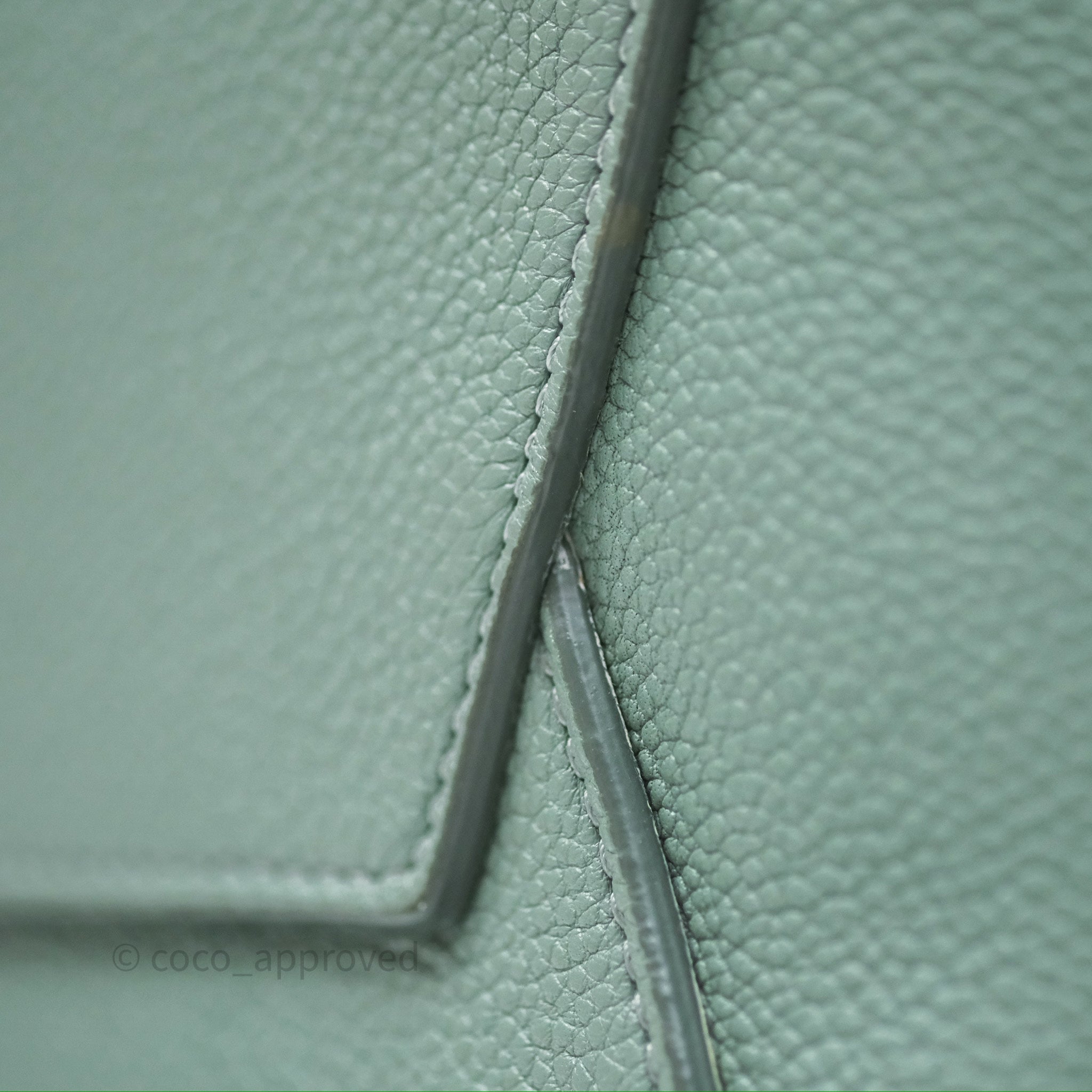 Celine Small Sangle Bucket Bag in Light Green Celadon | Grained Calfskin Leather with Silver Hardware | Perfect for Everyday Use, Work & Travel