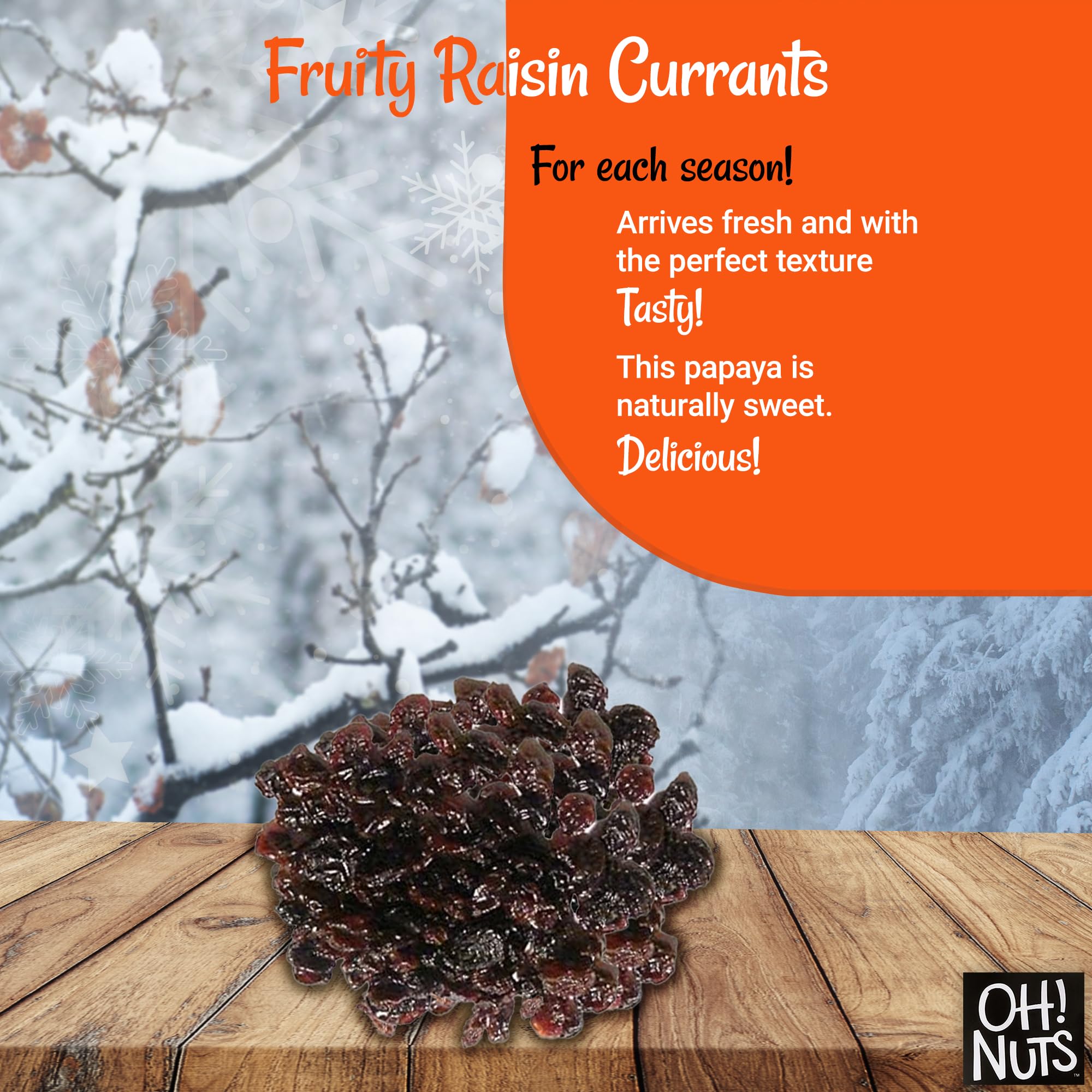 Oh! Nuts Raisin Currants - 1 lb Bag | No Sugar Added Dried Fruit Snacks | Dehydrated Fruit Bites for Baking, Trail Mix & Healthy Snacking | Packed in Resealable Bag for Freshness | New York Made