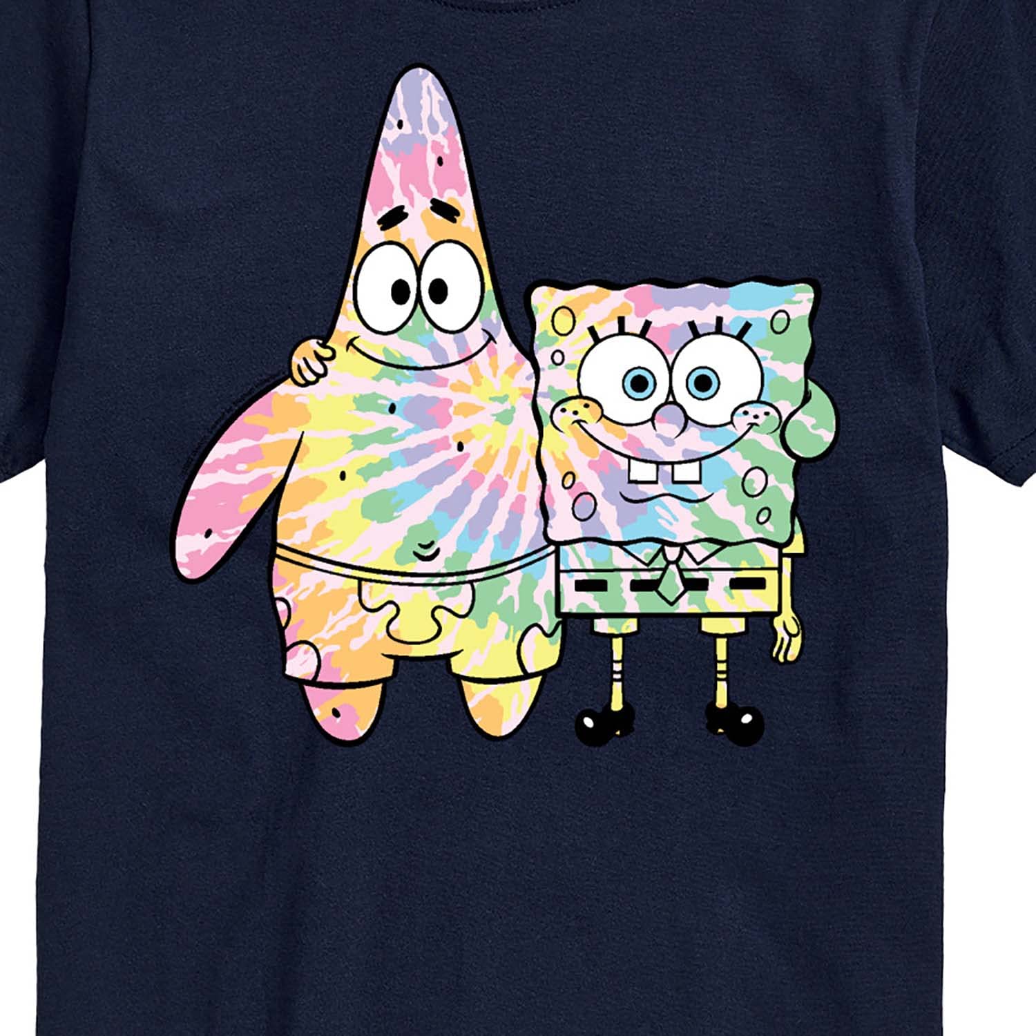 HYBRID APPAREL Spongebob Squarepants Tie Dye T-Shirt - Spongebob & Patrick Graphic Tee for Men - Soft Cotton Short Sleeve Shirt - Casual Wear, Beach Outfits & Cartoon Lovers Gift