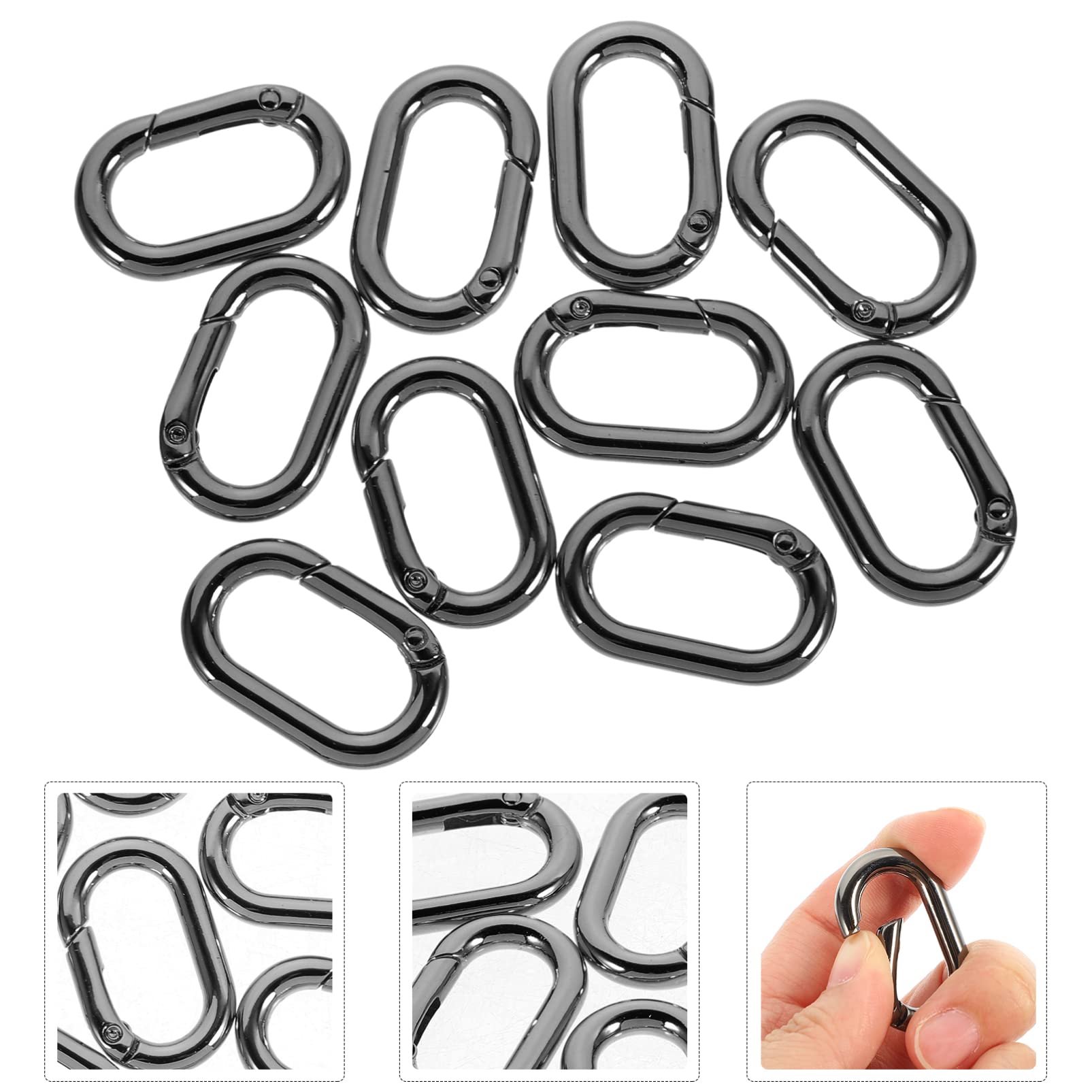 10pcs Luggage Spring Ring Buckle - Small Carabiner Clips for Bags, Keys & Outdoor Gear - Durable Spring Snap Connectors for Handbags, Backpacks & Climbing Equipment - Replacement Buckles for Travel & Hiking Accessories