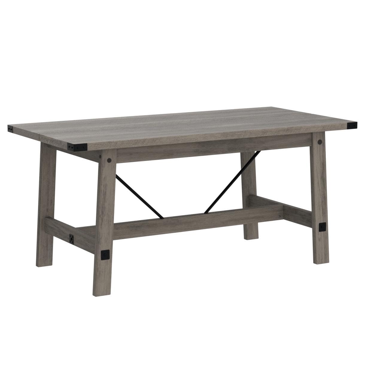 WAMPAT 4-6 Person Farmhouse Dining Table with Heavy Duty Wooden Legs, 67.7 Inch Rectangular Modern Wood Kitchen Table for Dining Room & Living Room, Rustic Grey - Perfect for Family Gatherings, Dinner Parties, and Cozy Meals