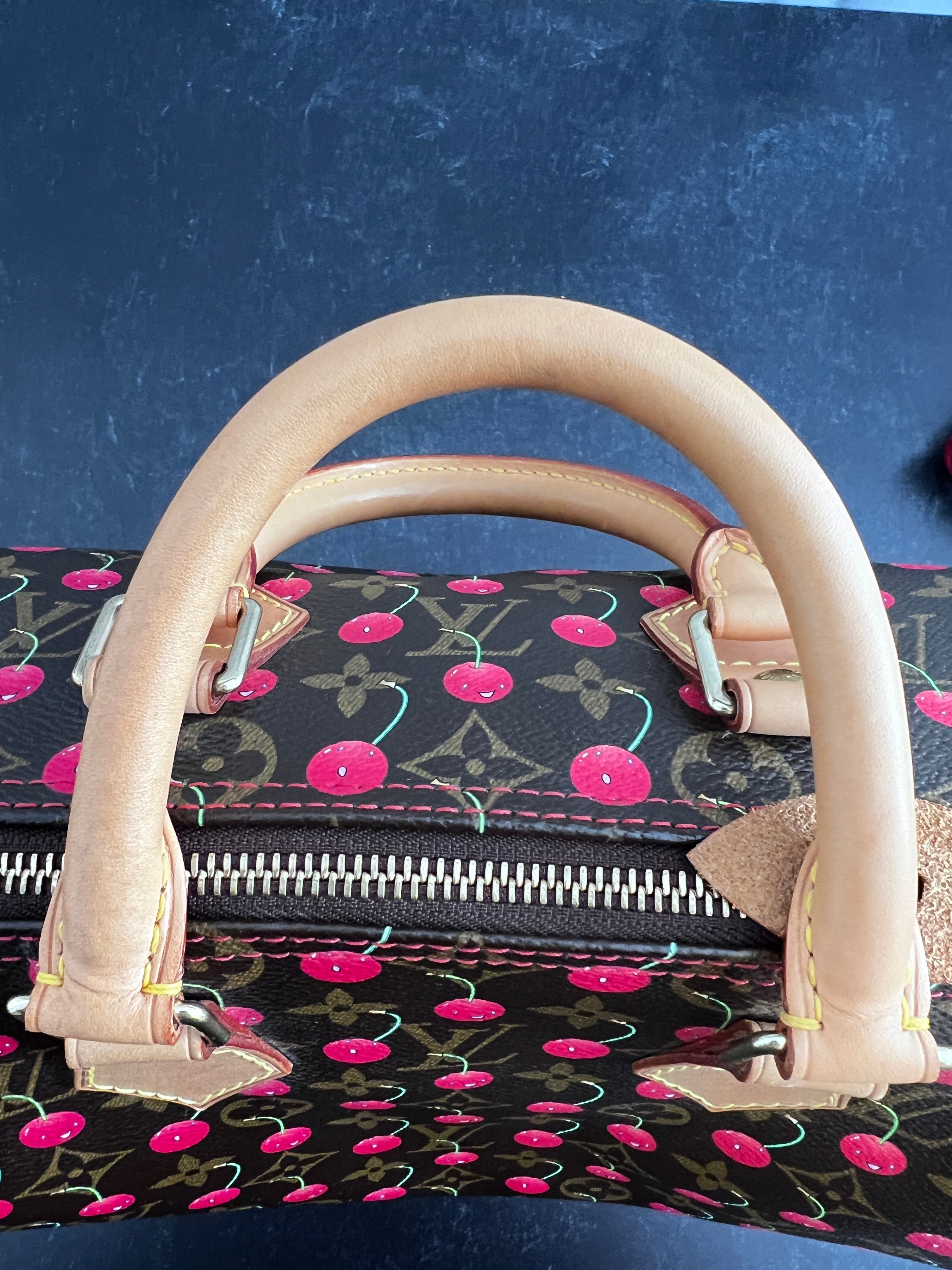 Authentic Louis Vuitton Takashi Murakami Cerises Cherry Speedy 25 Handbag - Limited Edition Designer Shoulder Bag for Women, Perfect for Travel, Work & Everyday Luxury Fashion Accessory