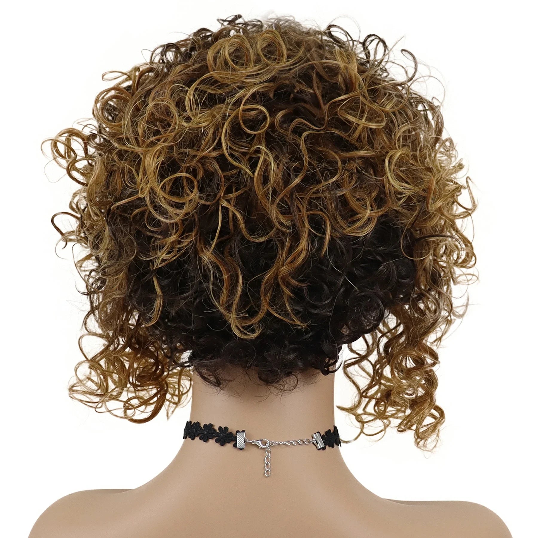 Afro Short Curly Synthetic Wig with Bangs for Women - Heat Resistant High Temperature Fiber Wig in Mix Brown Color | Fashionable & Cute Hairstyle for Cosplay, Parties & Daily Wear