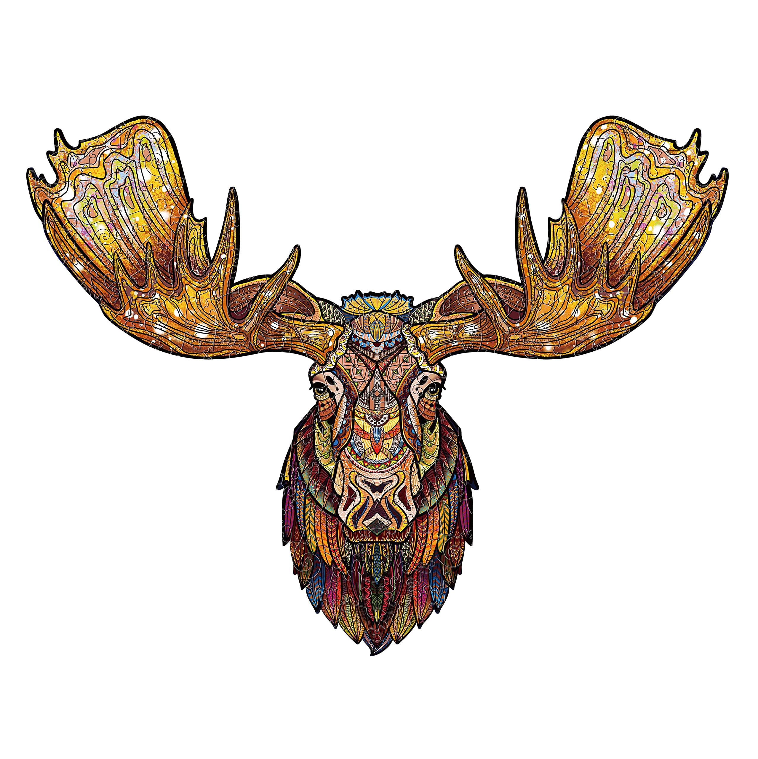 Premium Wooden Jigsaw Puzzle for Adults & Kids - 178-Piece Moose Animal Shape Puzzle with Storage Box (13.7x10.5in) - Challenging Brain Teaser for Family Game Night & Stress Relief