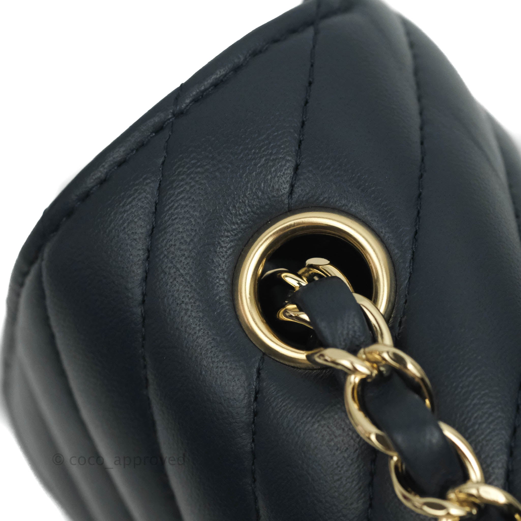 Chanel Chevron Mini Rectangular Flap Bag in Navy Lambskin Leather with Gold Hardware - Luxury Crossbody Purse for Women, Perfect for Date Night & Special Occasions