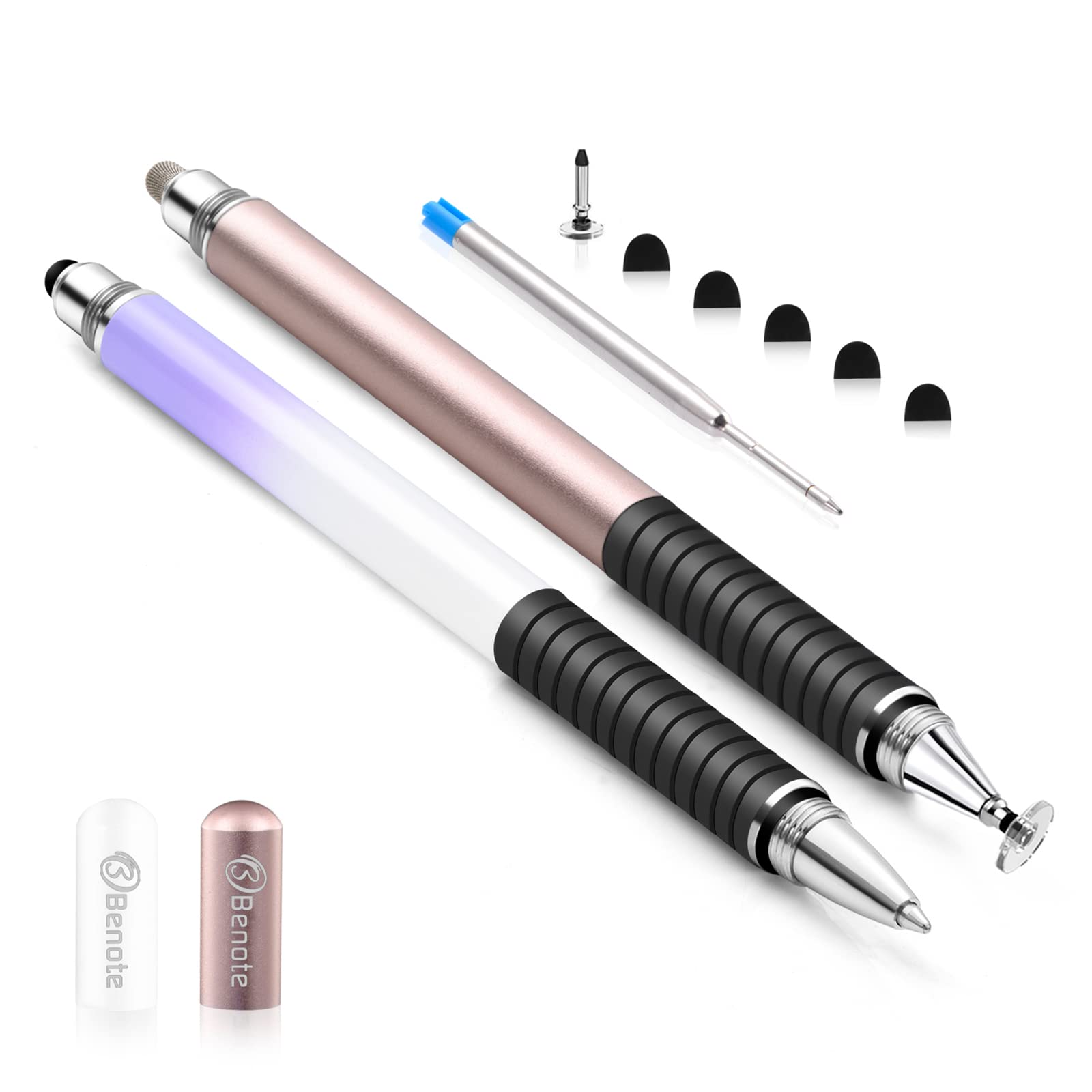 Benote Universal Stylus Pen - Fine Point Disc Tip for iPad, iPhone, Tablet, Laptop, Kindle & Samsung Galaxy - Works with All Touch Screens - Perfect for Kids, Adults, Study, Work & Digital Drawing