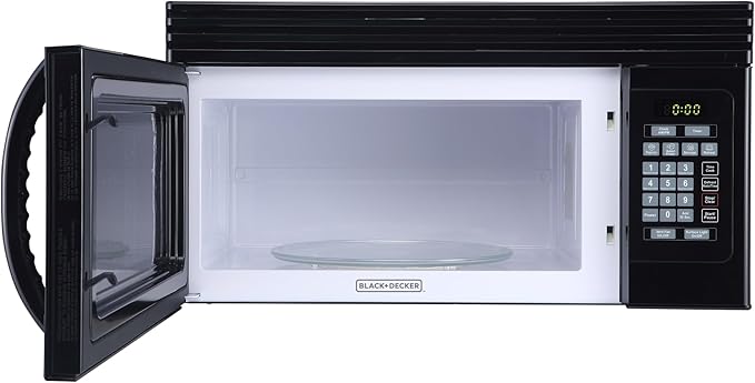 1.6 Cu. Ft. 1000W Range Microwave with Top Mount Air Recirculation Vent - Incandescent Lighting & Safety Lock - Perfect for Small Kitchens & Apartments
