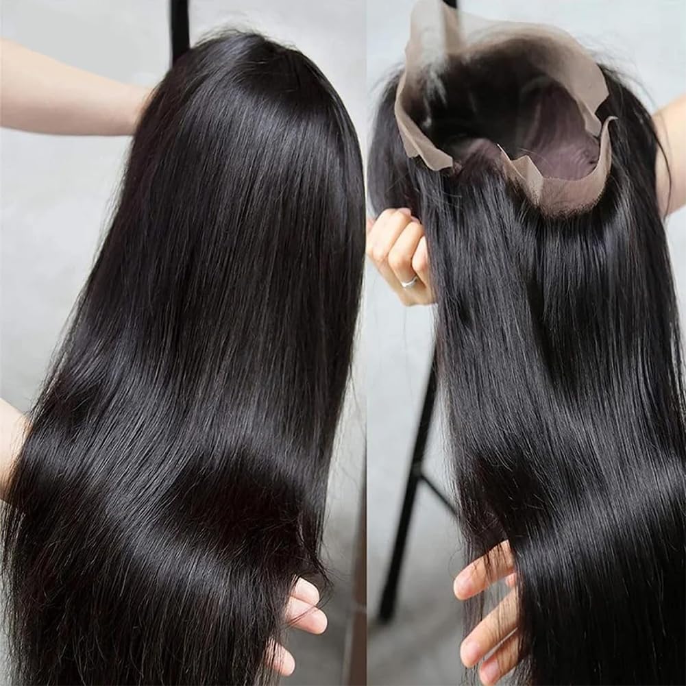 26 Inch Straight Lace Front Human Hair Wig - 250% Density 13x6 HD Lace - Glueless Pre-Plucked Natural Hairline for Women - Perfect for Daily Wear, Cosplay & Special Occasions