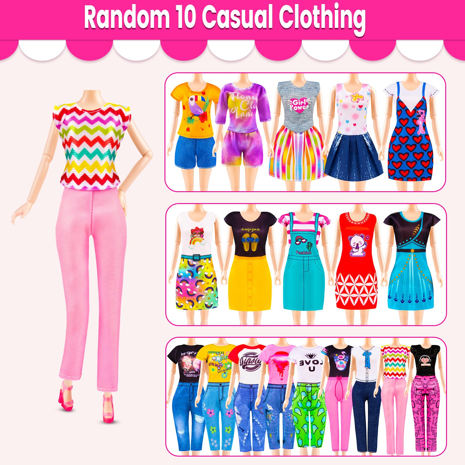 110 Pcs Doll Clothes & Accessories Set - Wedding & Casual Outfits for Girls' Doll Play