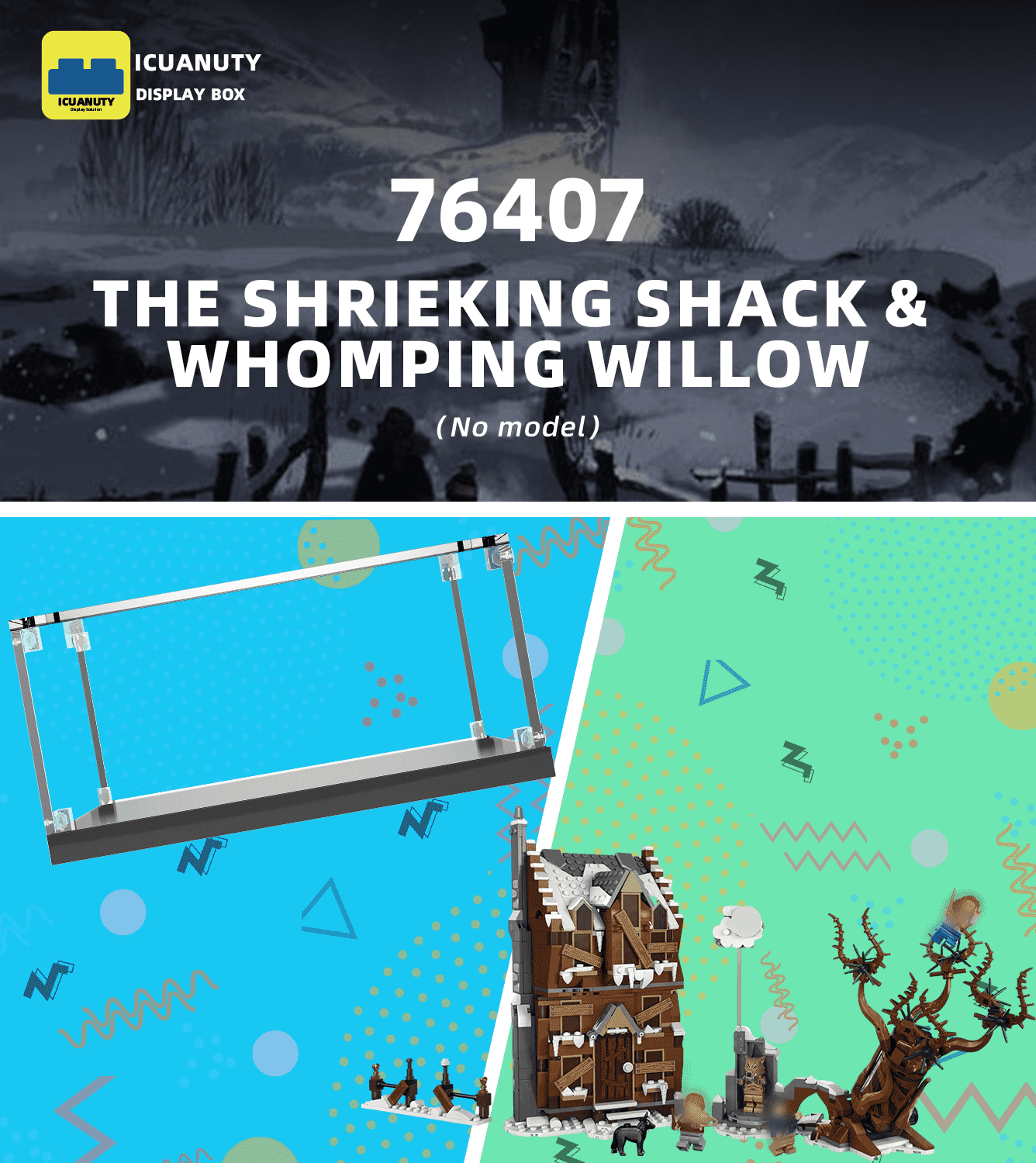 Lego The Shrieking Shack & Whomping Willow 76407 Display Case - Premium Acrylic Protector for Collectible Building Sets - Perfect for Showcasing & Protecting Your Harry Potter Lego Collection at Home or Office