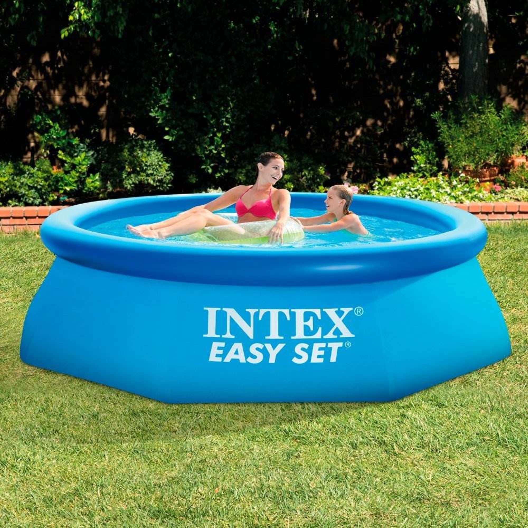Intex 8ft x 30in Easy Set Inflatable Above Ground Polygonal Pool with Filter Pump - Perfect for Backyard Summer Fun, Family Gatherings & Outdoor Relaxation