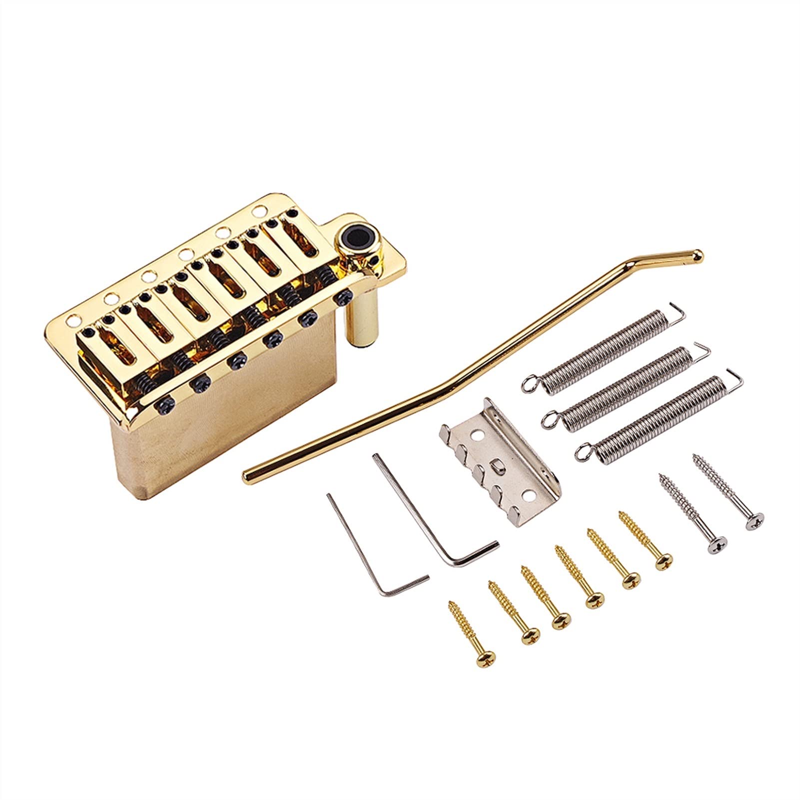 6 String Tremolo System Bridge - Noiseless Spring for Electric Guitar - Golden Guitar Parts Bridge - Perfect for Rock, Blues & Metal Performances