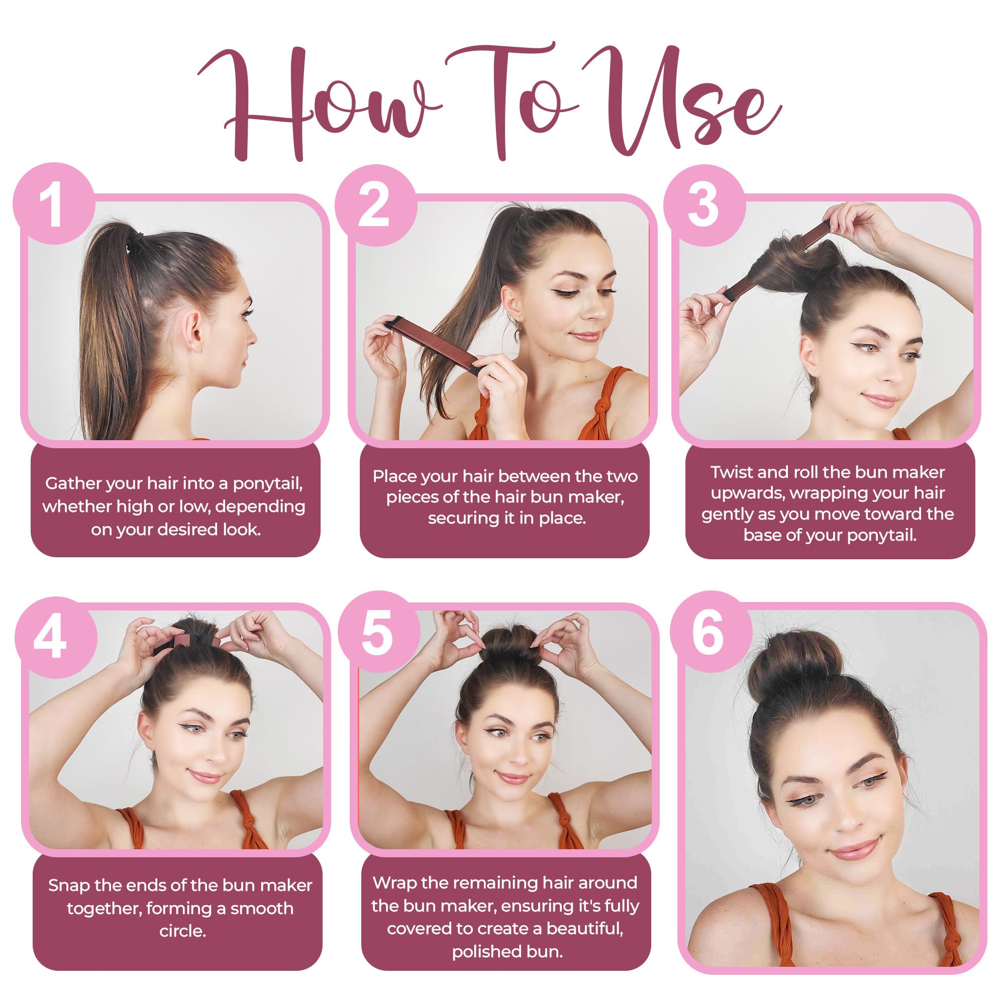 Andlane Hair Bun Maker French Twist Hair Fold Wrap Snap - Ballet Bun for Women and Kids (1 Black, 1 Brown) | Easy Updo Hairstyles for Dance, Work & Everyday Wear