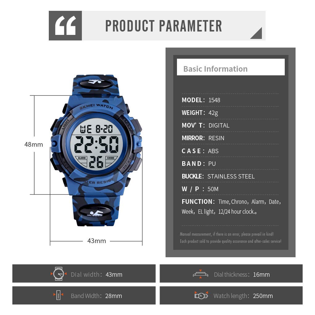 FIZILI Kids Digital Sports Watch - Waterproof Boys & Girls Wristwatch with Alarm, Stopwatch, 12/24H Time & Calendar - Perfect for Outdoor Activities, School & Sports (Ages 3-15)