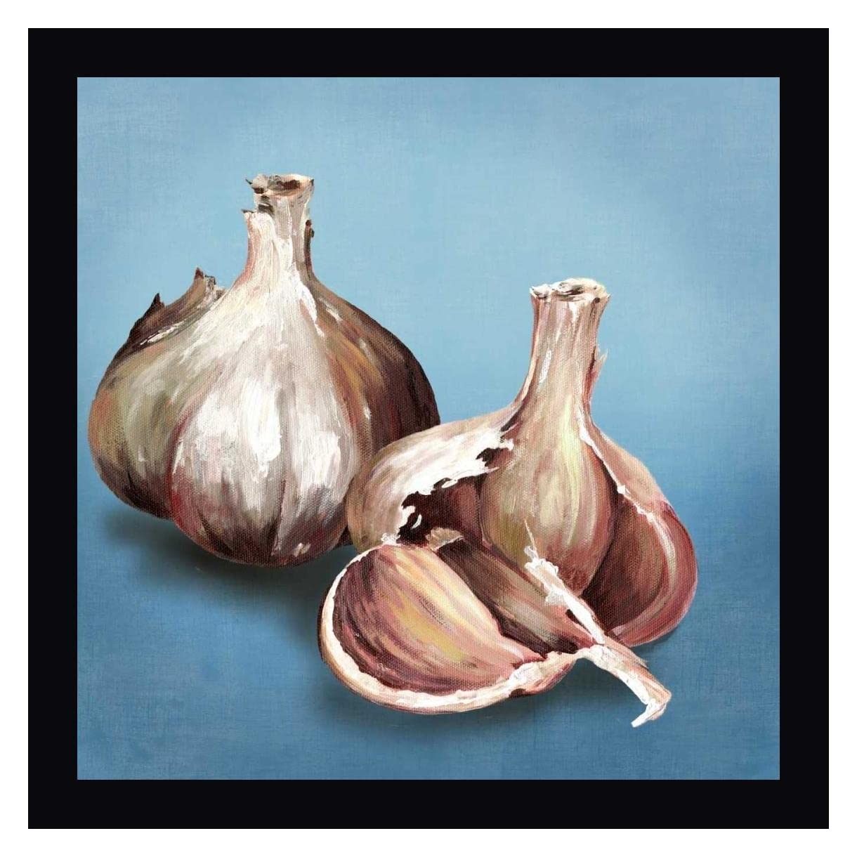 Asia Jensen Garlic 30x30 Framed Canvas Art Print - Black Wood Frame - Ready to Hang Wall Decor for Kitchen, Dining Room & Home Office
