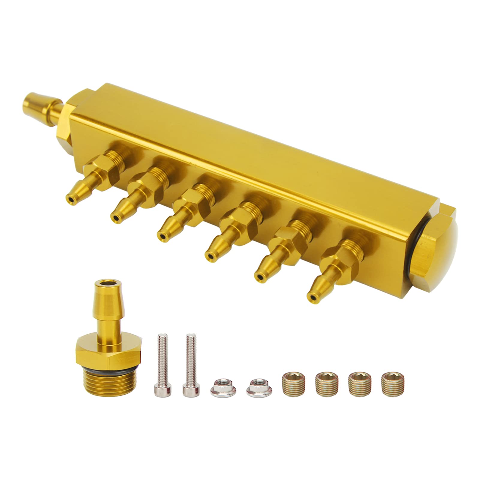 High Strength 6 Port Vacuum Manifold Kit - 1/2in NPT Inlet Outlet, Aluminum Alloy for HVAC, Refrigeration & Automotive AC Systems - Perfect for Professional Technicians & DIY Repairs