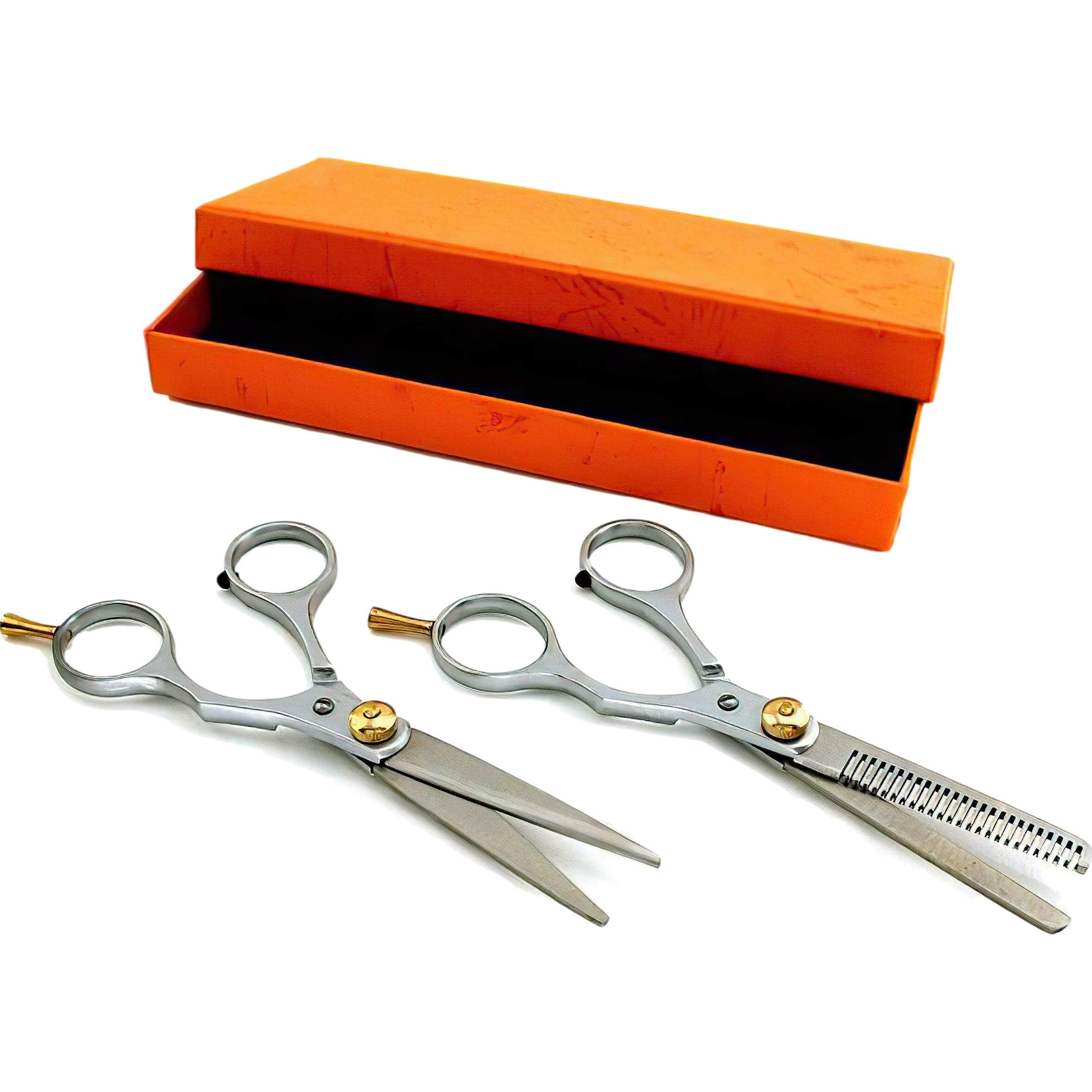 Professional 5-Piece Hair Cutting Scissors & Thinning Shears Set - Barber Stylist Tools for Precision Haircuts, Trimming & Styling - Perfect for Salon, Home Use & Professional Hairstyling