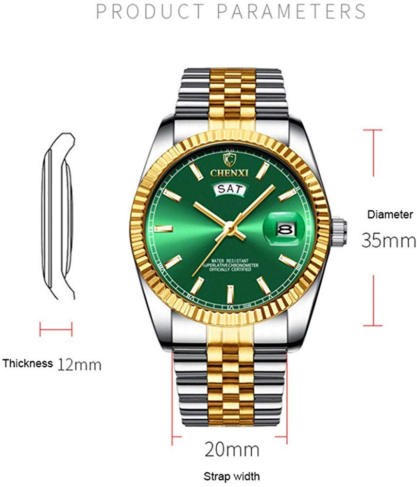 Premium Stainless Steel Men's Business Casual Watch - Waterproof Analog Quartz Watch with Date & Week Display - Perfect for Office, Dating & Sports Activities