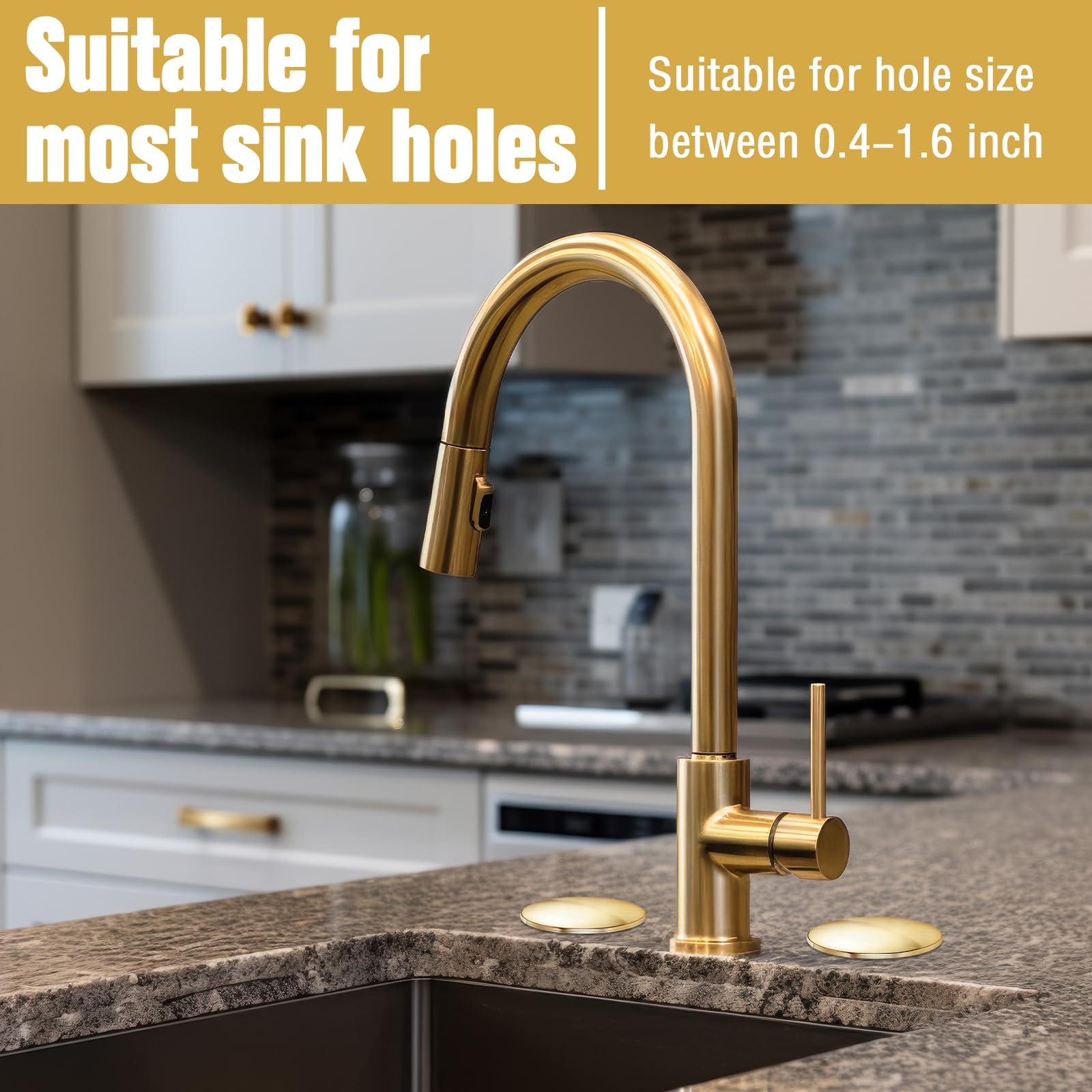 2 Inch Stainless Steel Kitchen Sink Hole Cover - Brushed Gold Faucet Hole Plate Stopper, Blanking Metal Plug for Sink Tap - Perfect for Kitchen Renovation & Bathroom Upgrades