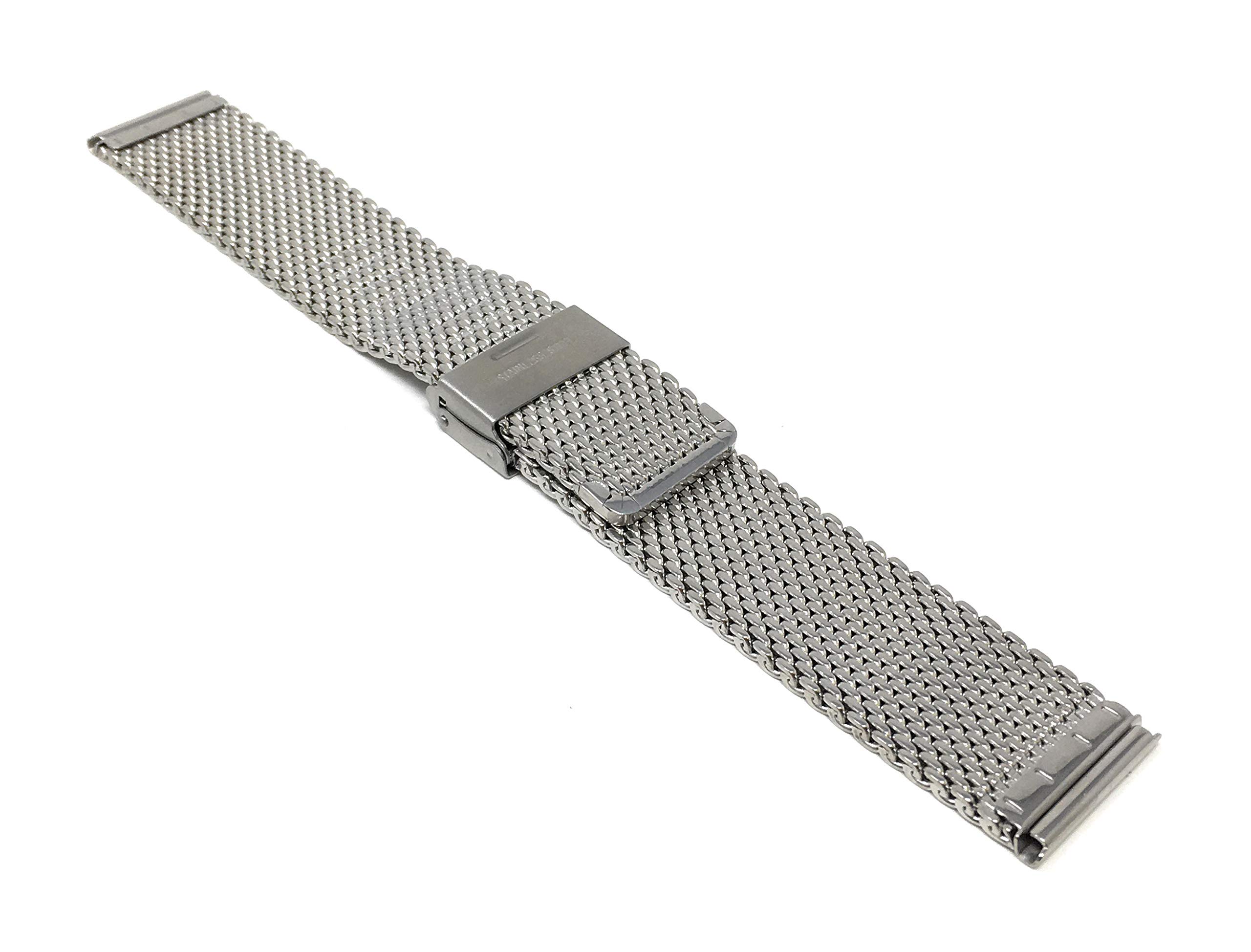 Stainless Steel Mesh Watch Band for Men & Women - 18mm Adjustable Metal Watch Strap with Fold Over Clasp (Silver Tone/Thick Mesh) | Perfect for Dress Watches, Business Attire & Everyday Wear