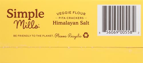 Simple Mills Veggie Pita Crackers with Himalayan Salt - Gluten Free, Vegan, Paleo Friendly Healthy Snacks, 4.25oz (Pack of 1) | Perfect for Lunch Boxes, Parties & On-the-Go Snacking