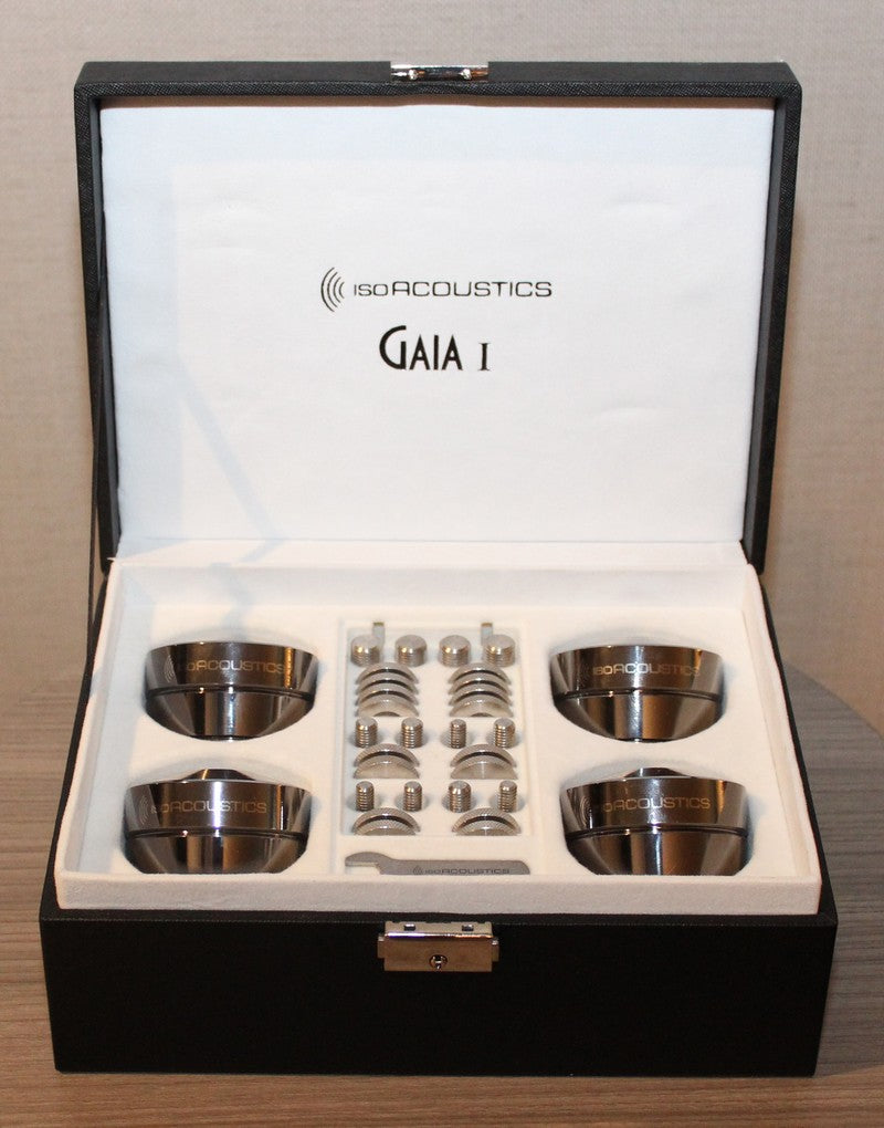 IsoAcoustics GAIA I Premium Machined Stainless Steel Speaker Isolation Stands - Set of 4 - Reduce Vibrations & Enhance Audio Clarity for Home Theater & Studio Monitors