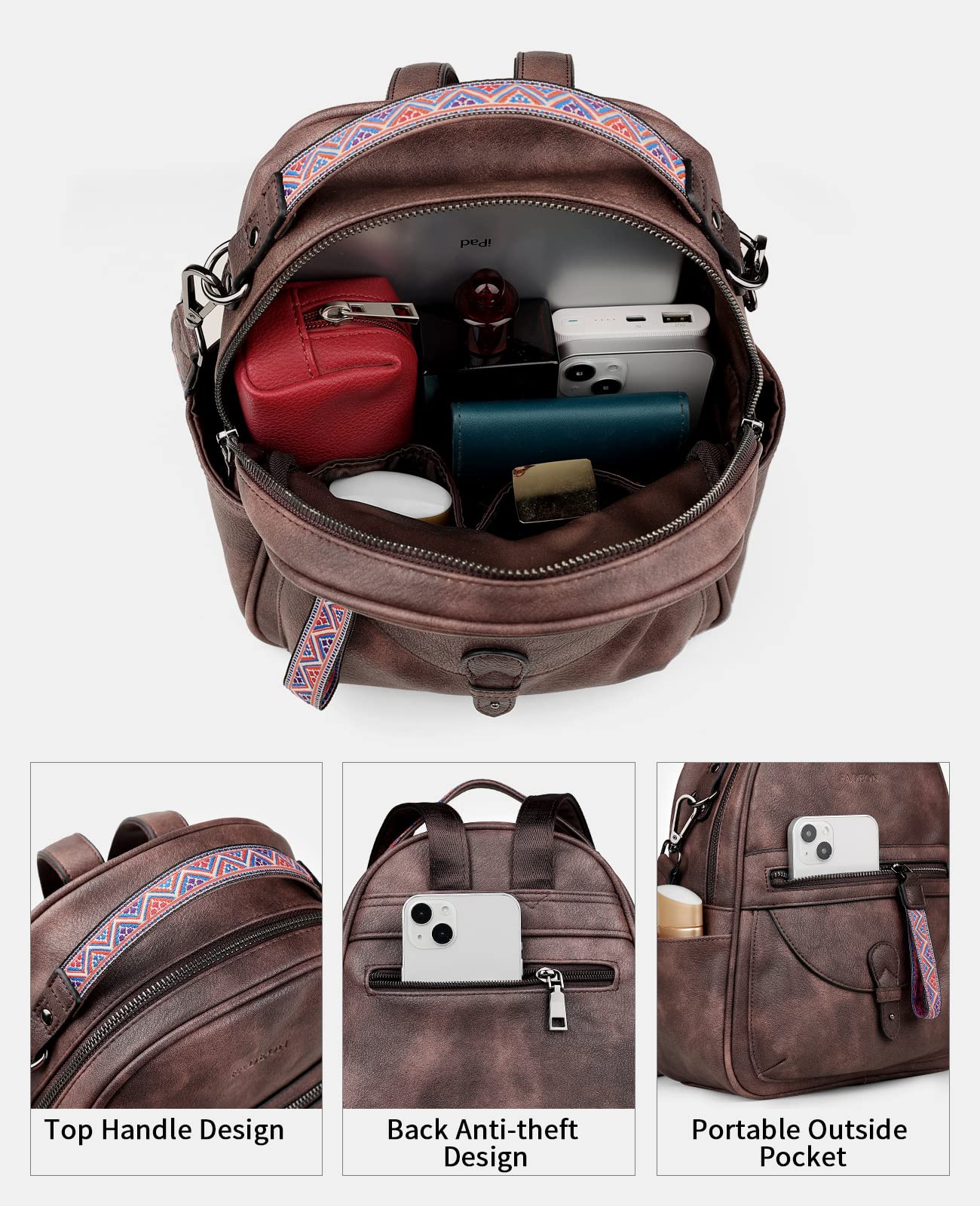 FADEON Mini Backpack Purse for Women - Stylish Leather Small Backpack with Shoulder Straps, Cute & Roomy Fashion Handbag | Perfect for Travel, Work & Daily Use