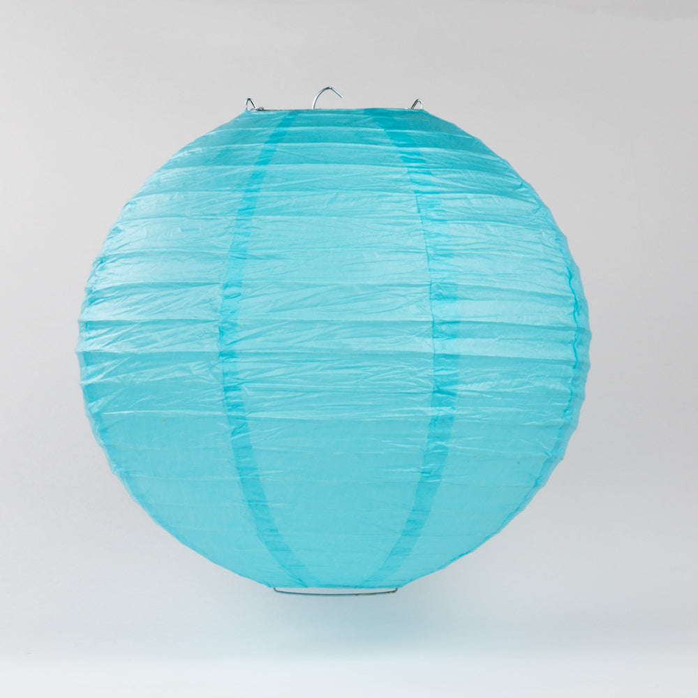 10 Pack Baby Blue Round Paper Lanterns with Parallel Ribbing - Chinese Hanging Decor for Weddings, Parties, Baby Showers & Home Decoration | Perfect for Indoor & Outdoor Events