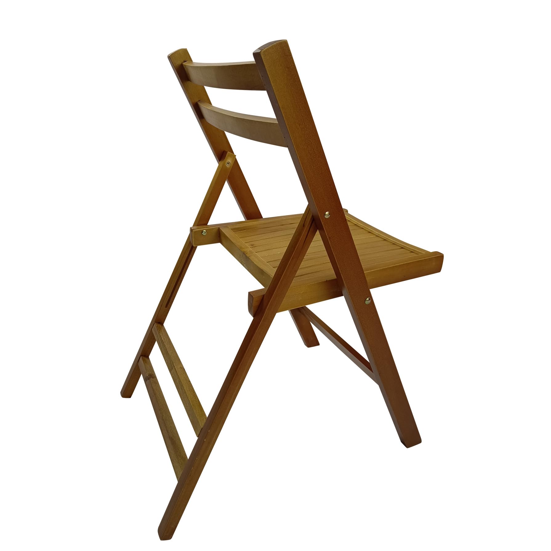 4 Pack Solid Wood Folding Chairs - Teak Wood Foldable Dining Chairs with Slatted Seat & Open Back Design | Portable Indoor Outdoor Event Seating for Weddings, Parties, Kitchen, Dining Room, Balcony & Garden Use