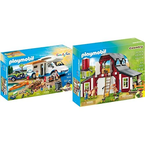 PLAYMOBIL Camping Mega Set Toy - Barn with Silo for Kids, Outdoor Adventure Playset, Perfect for Pretend Play and Indoor/Outdoor Fun