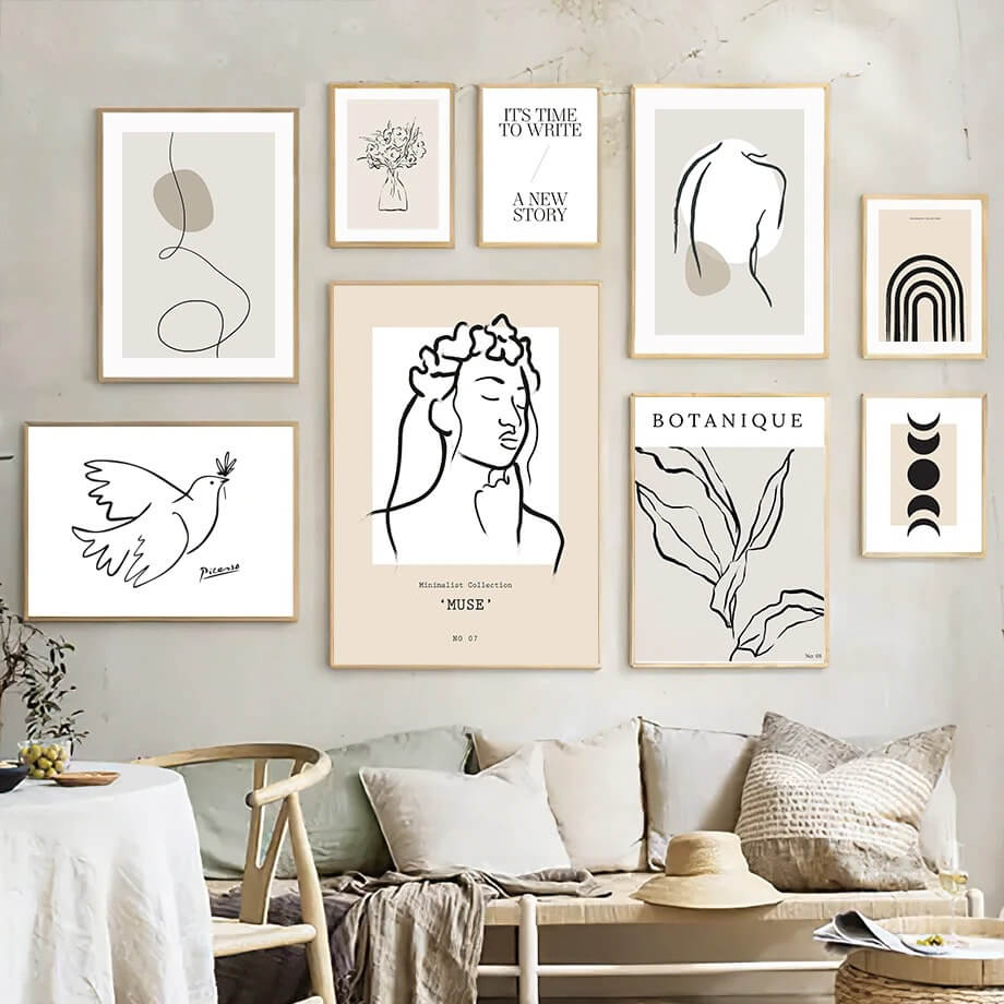 Minimalist Outline Art Canvas Posters - Modern Abstract Wall Decor for Living Room, Bedroom & Office - Perfect for Home & Office Decor