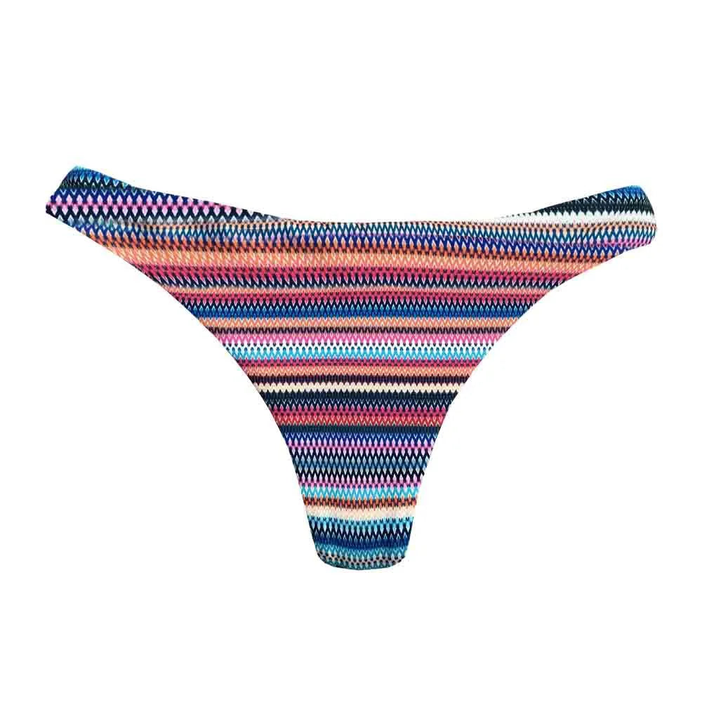 Colorful Striped Brazilian Thong Bikini Bottom - Sexy Swimwear for Beach, Pool & Summer Vacations