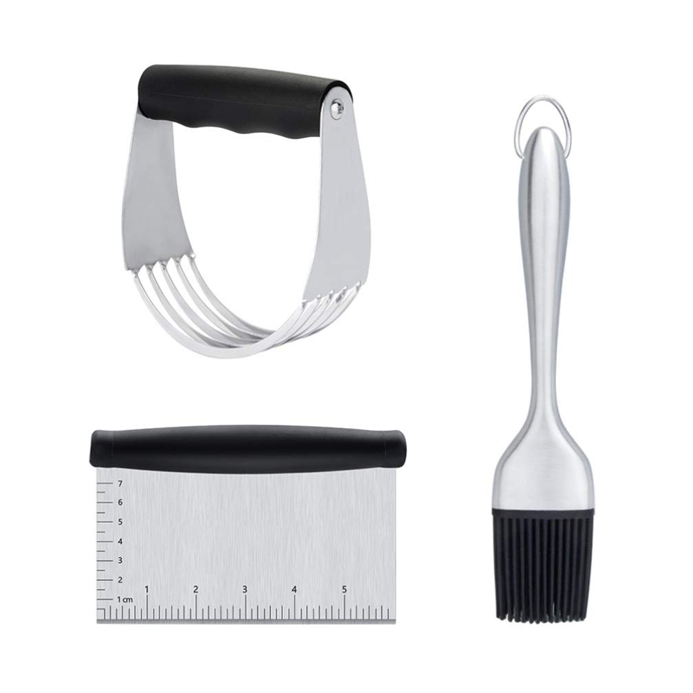 UPKOCH 3-Piece Stainless Steel Pastry Cutter Set - Dough Blender, Scraper & Pastry Brush for Baking, Cooking & BBQ - Perfect for Home Kitchen & Restaurant Use