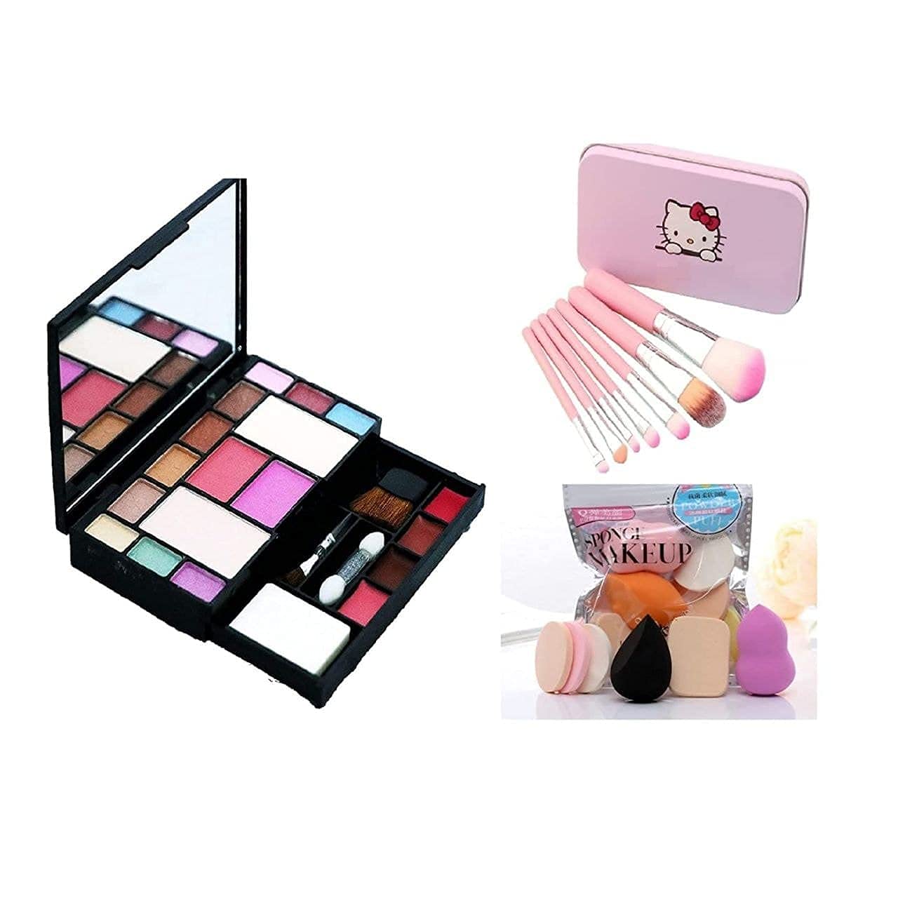 FOZZBY TYA Fashion 6171 Professional 14-Piece Makeup Kit - 7 Pink Makeup Brushes & 6 Beauty Sponges for Flawless Foundation & Contouring | Perfect for Travel, Bridal & Everyday Makeup Looks