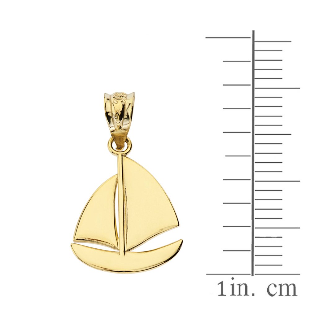 14K Yellow Gold Nautical Sailboat Charm Pendant Necklace for Women - Elegant Sailboat Jewelry Gift for Boating Enthusiasts & Beach Lovers