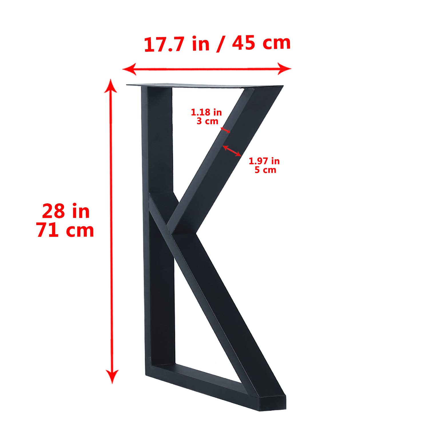 MBQQ 2-Pack Rustic K-Shaped Metal Furniture Legs - Heavy Duty Industrial Table Legs for DIY Desks, Dining Tables & Benches (28