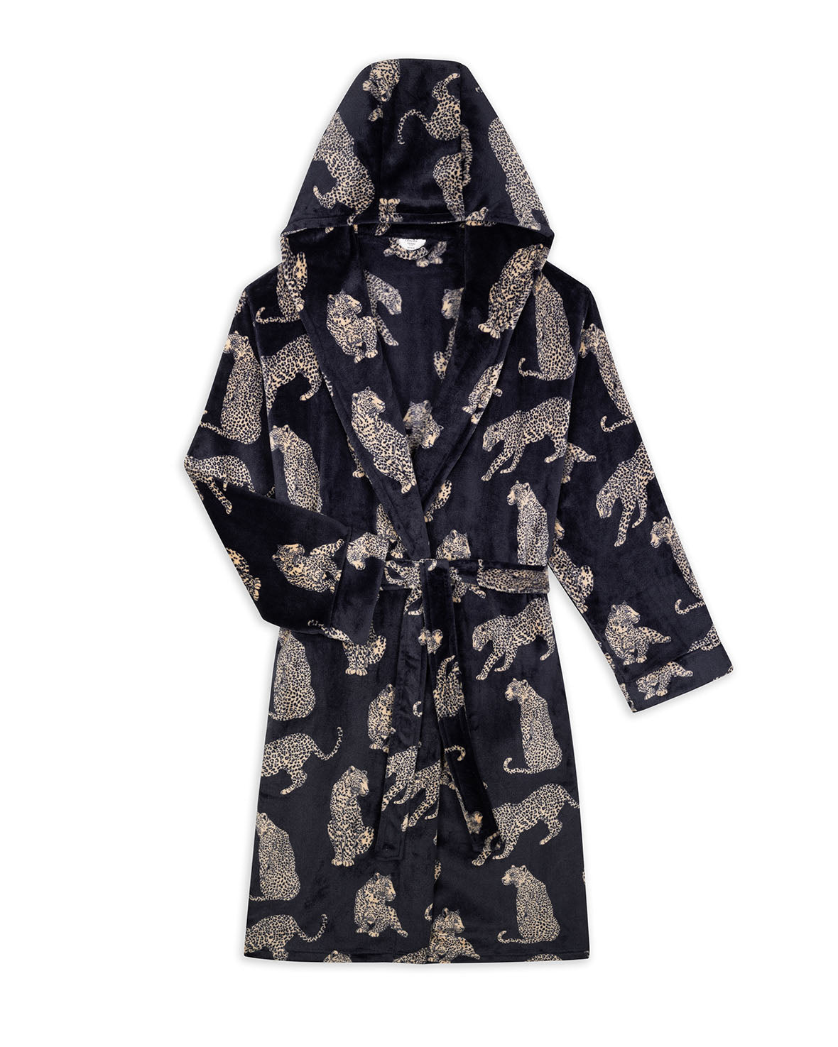 Soft Fleece Leopard Print Dressing Gown for Women - Cozy Bathrobe with Pockets for Lounge, Spa & Home Relaxation