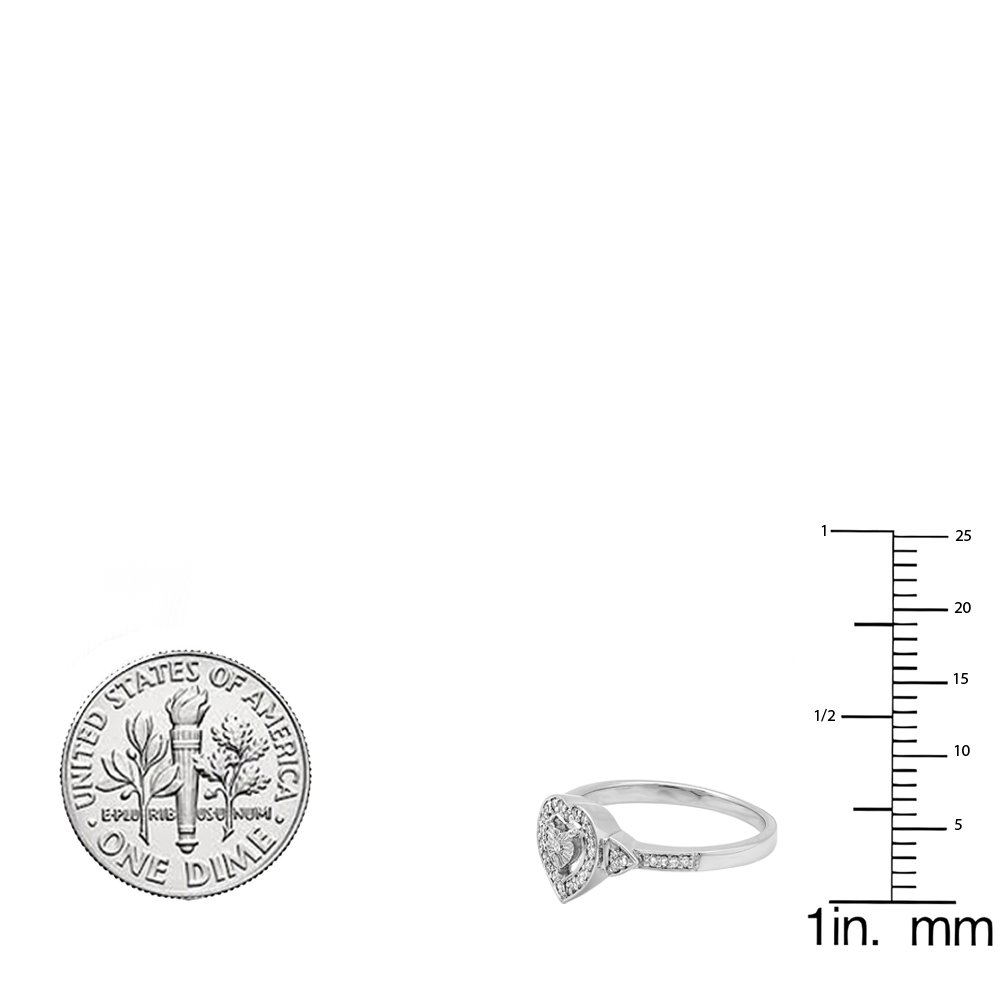 Dazzlingrock Collection 0.15 Carat (ctw) Round White Diamond Heart Shaped Promise Ring for Women - Sterling Silver Bridal Jewelry - Perfect for Engagement, Anniversary & Valentine's Day Gifts